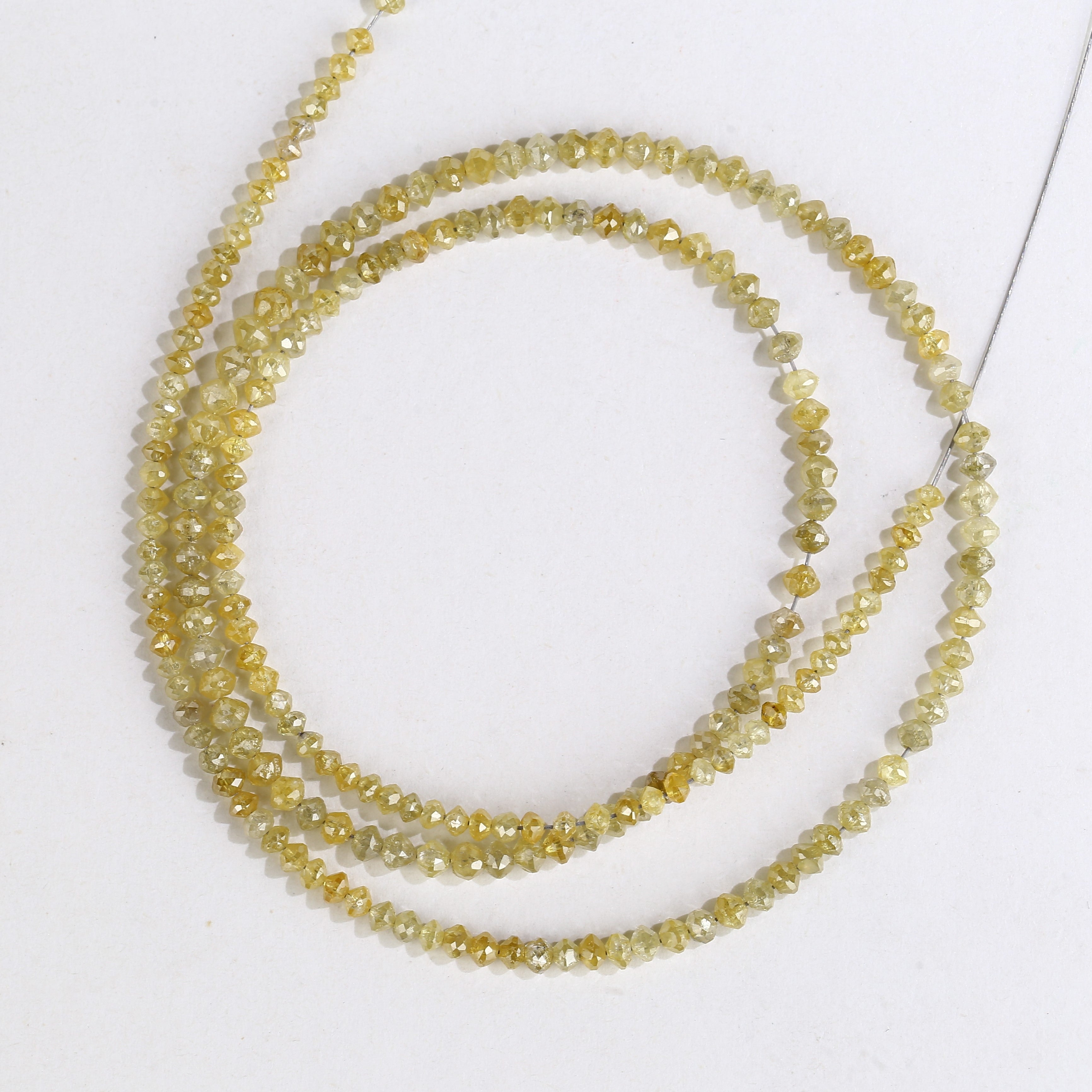 15 Carat Natural Yellow Diamond Beads Necklace Balls Cut Faceted