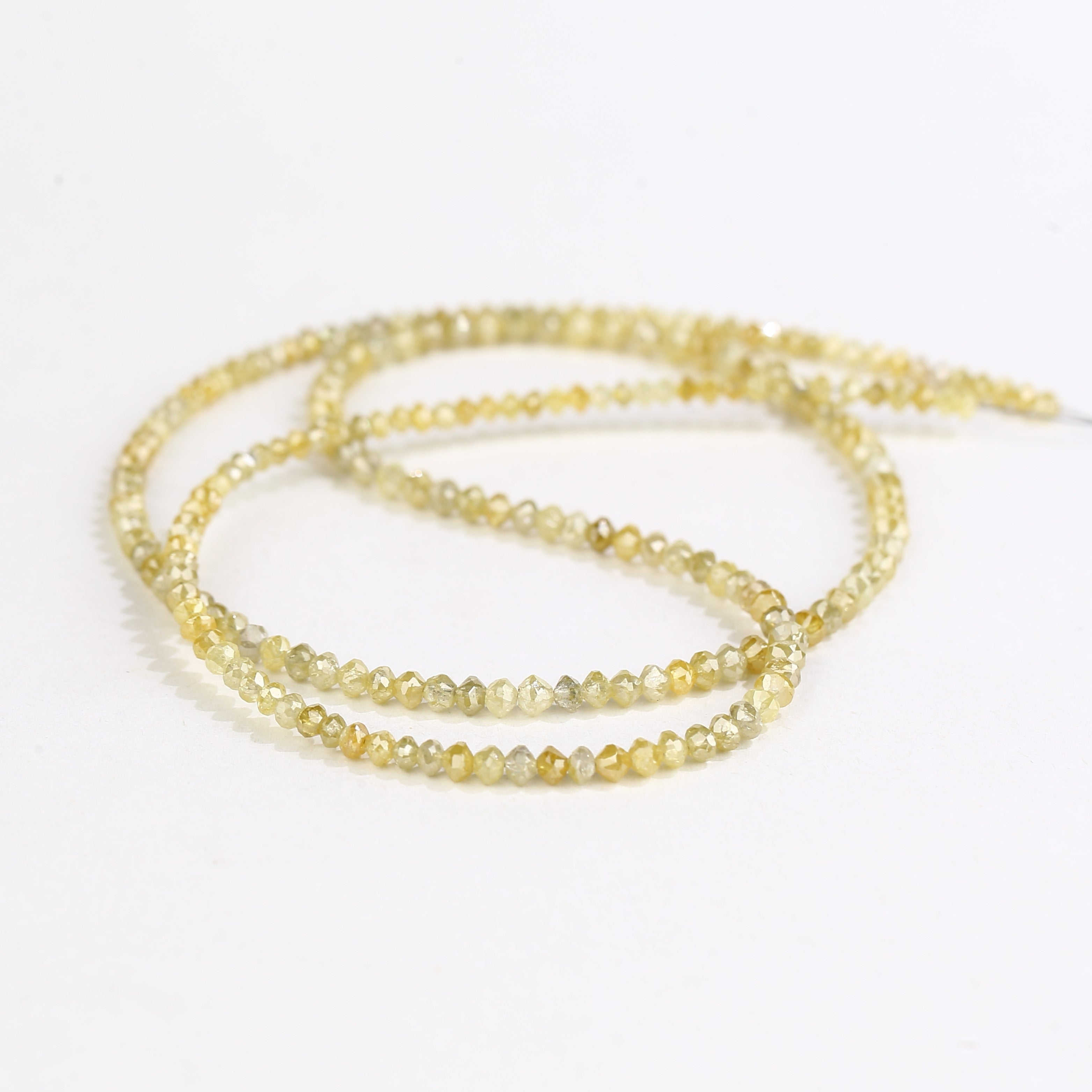 15 Carat Natural Yellow Diamond Beads Necklace Balls Cut Faceted