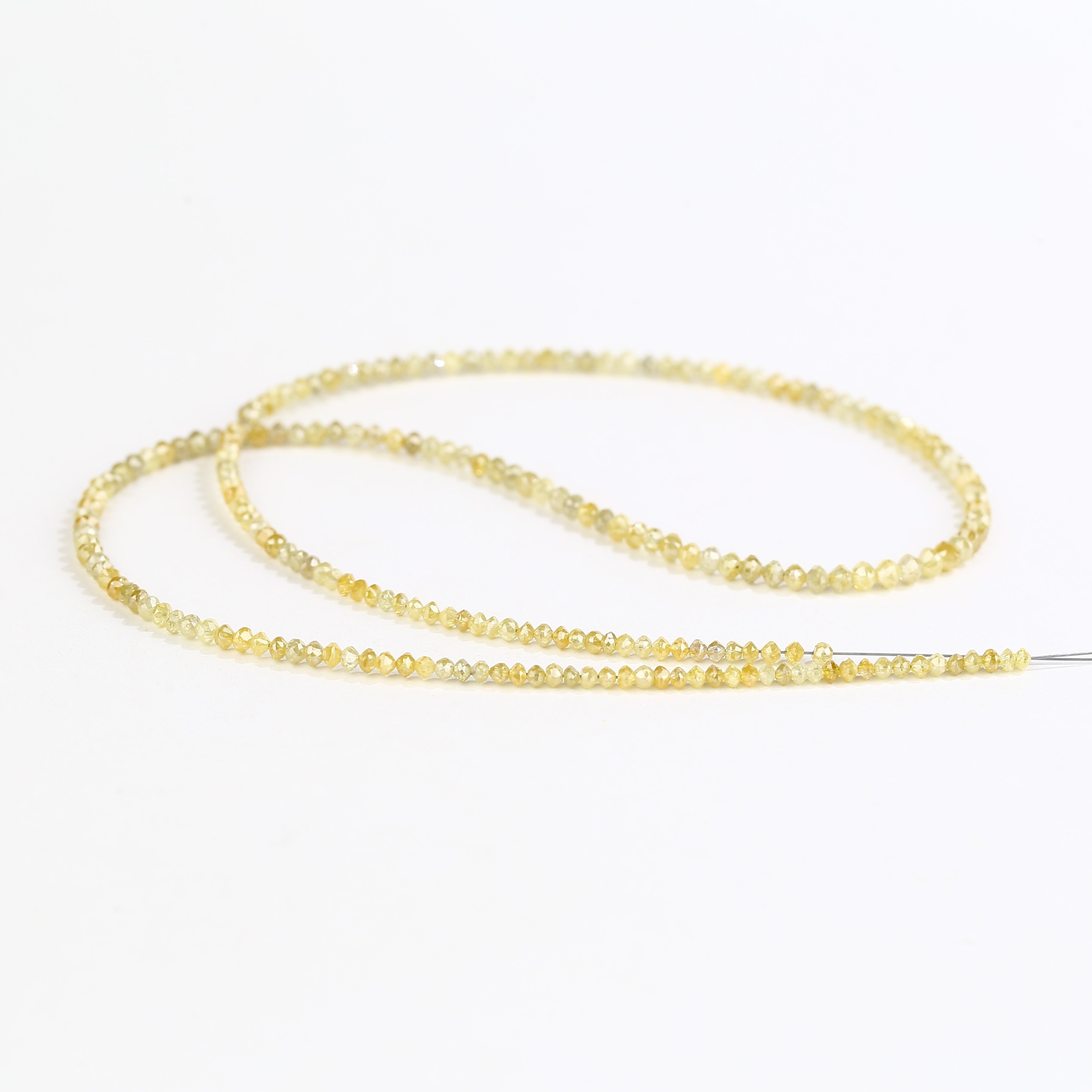 15 Carat Natural Yellow Diamond Beads Necklace Balls Cut Faceted