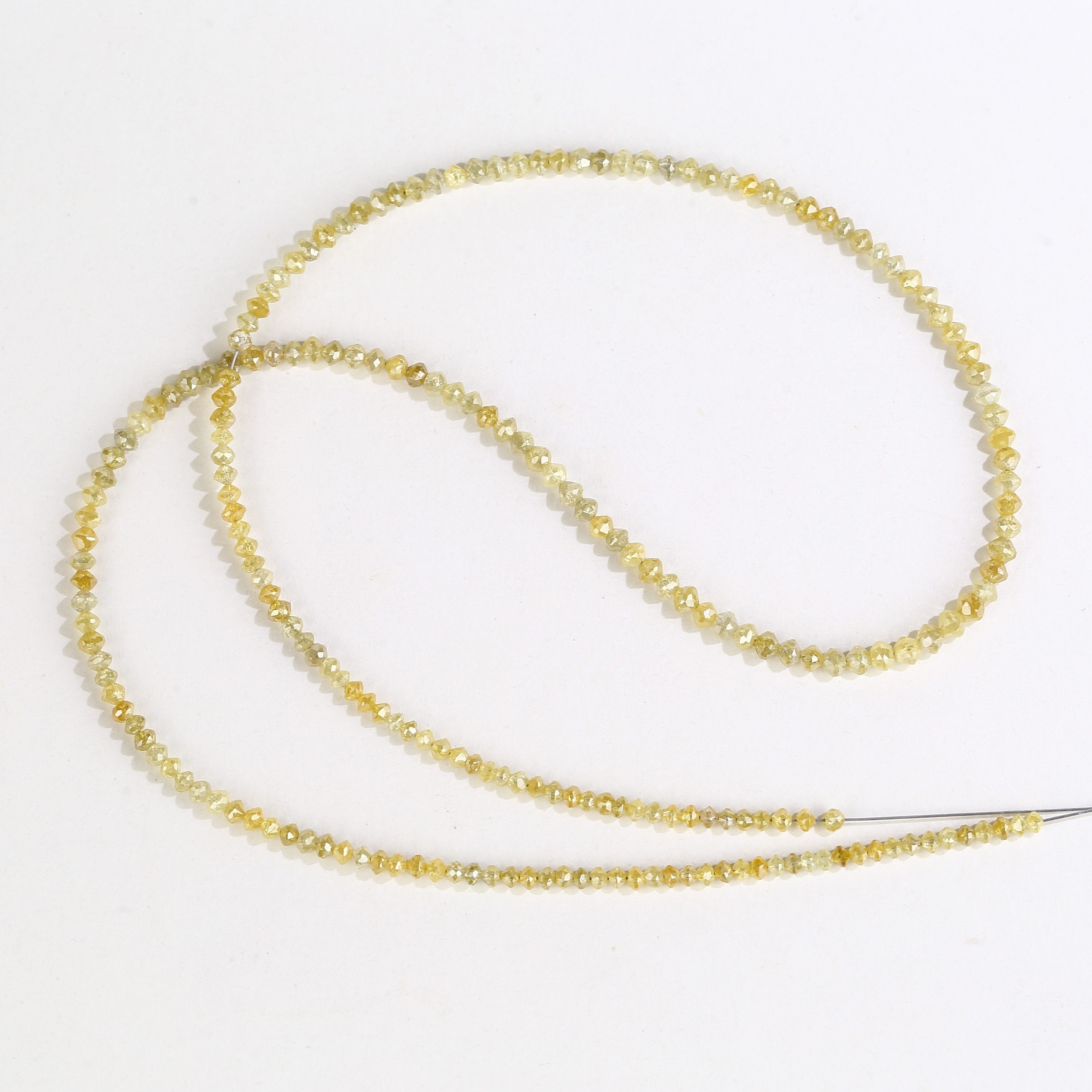 15 Carat Natural Yellow Diamond Beads Necklace Balls Cut Faceted