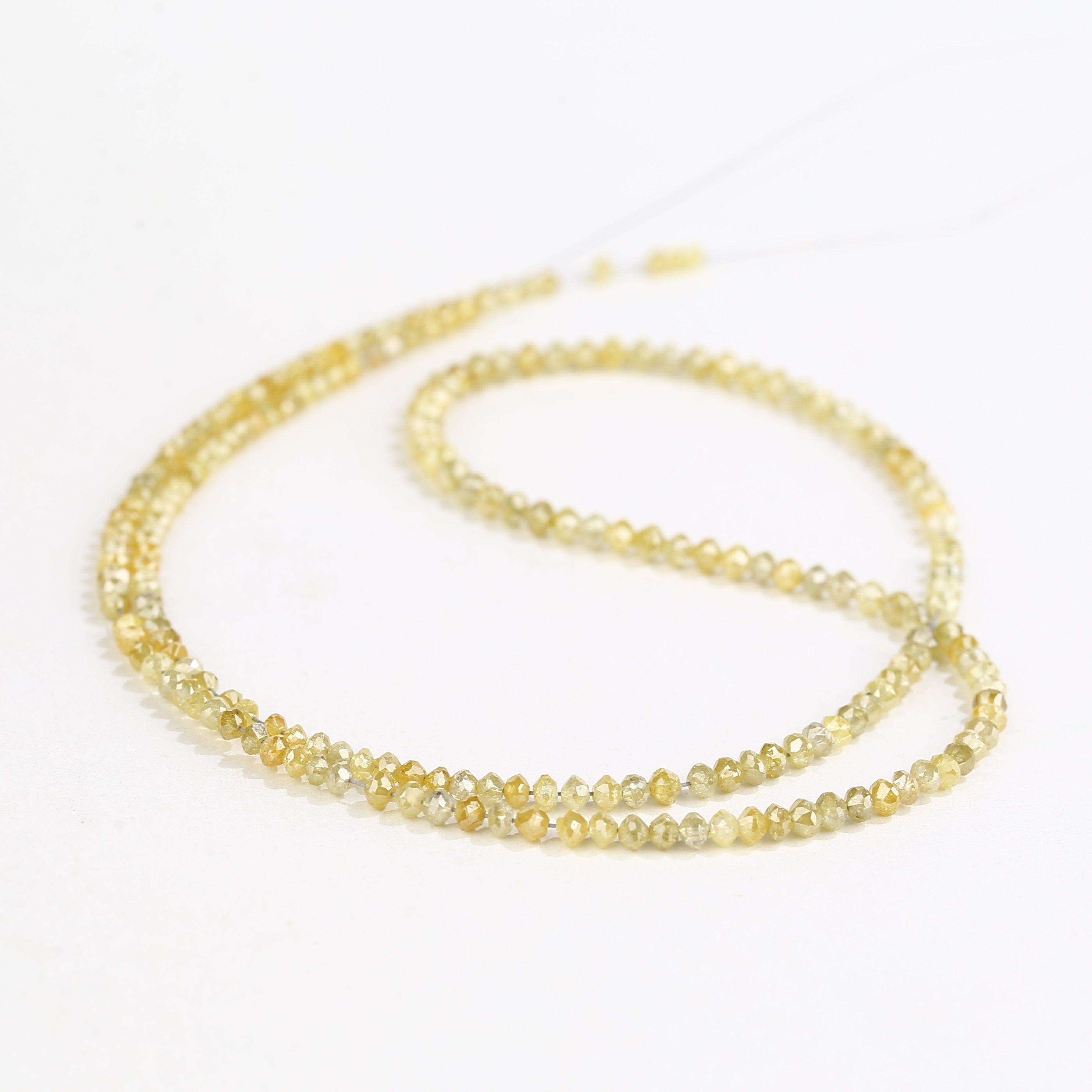 15 Carat Natural Yellow Diamond Beads Necklace Balls Cut Faceted