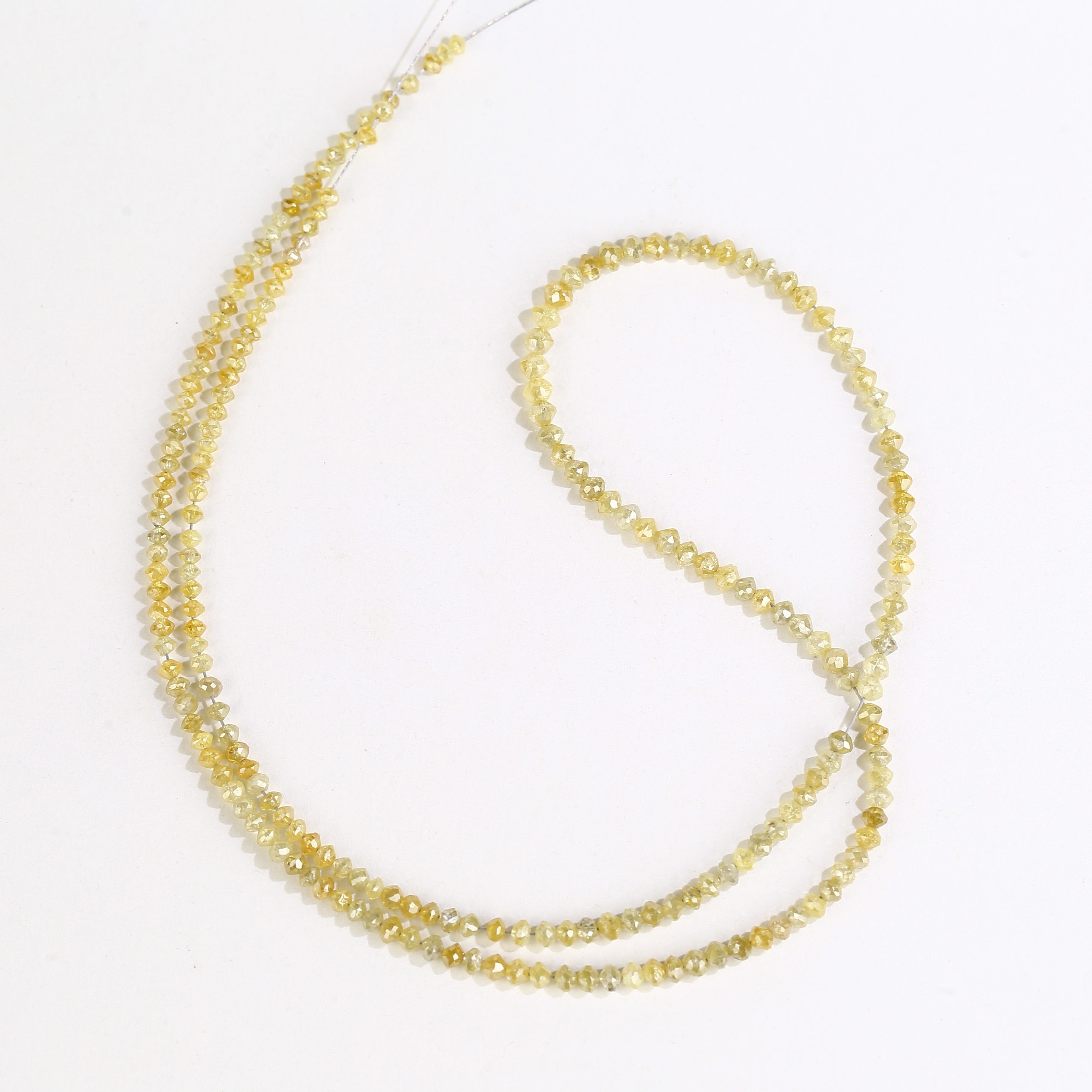 15 Carat Natural Yellow Diamond Beads Necklace Balls Cut Faceted