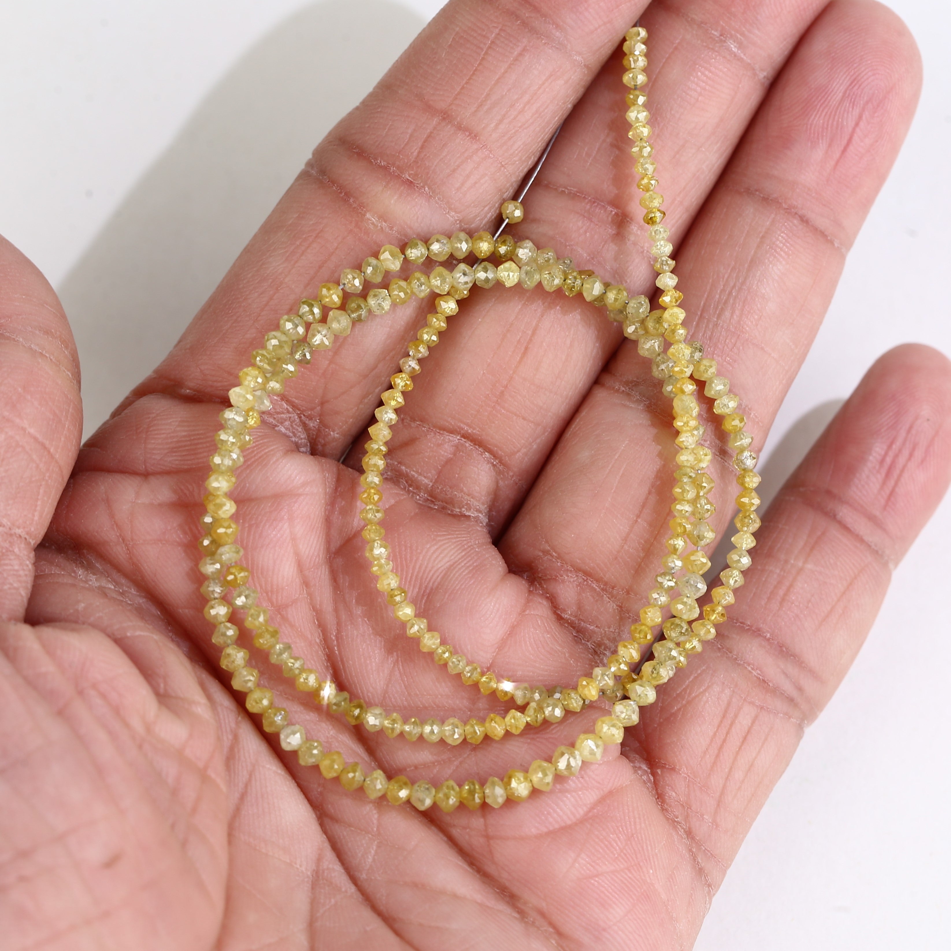 15 Carat Natural Yellow Diamond Beads Necklace Balls Cut Faceted