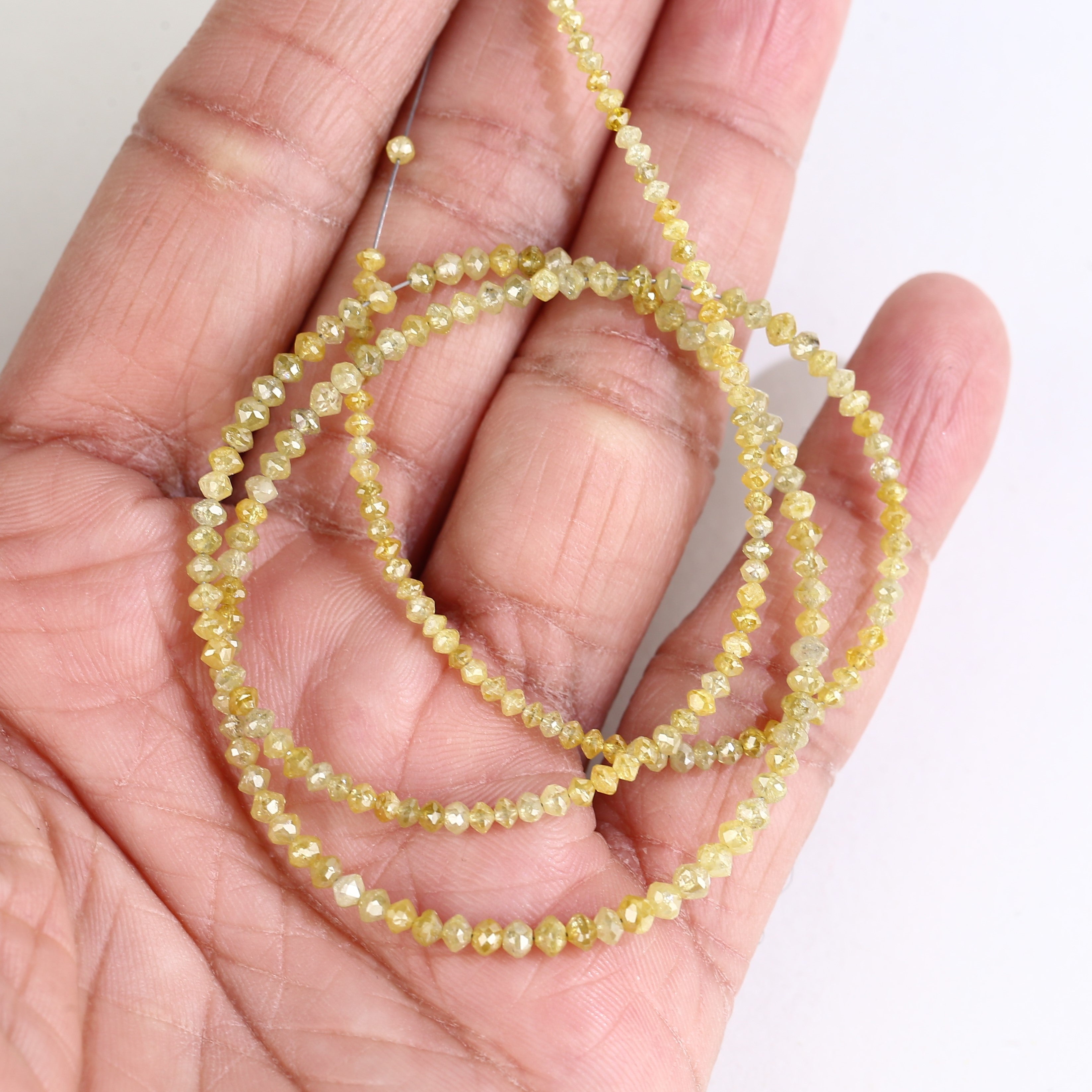 15 Carat Natural Yellow Diamond Beads Necklace Balls Cut Faceted