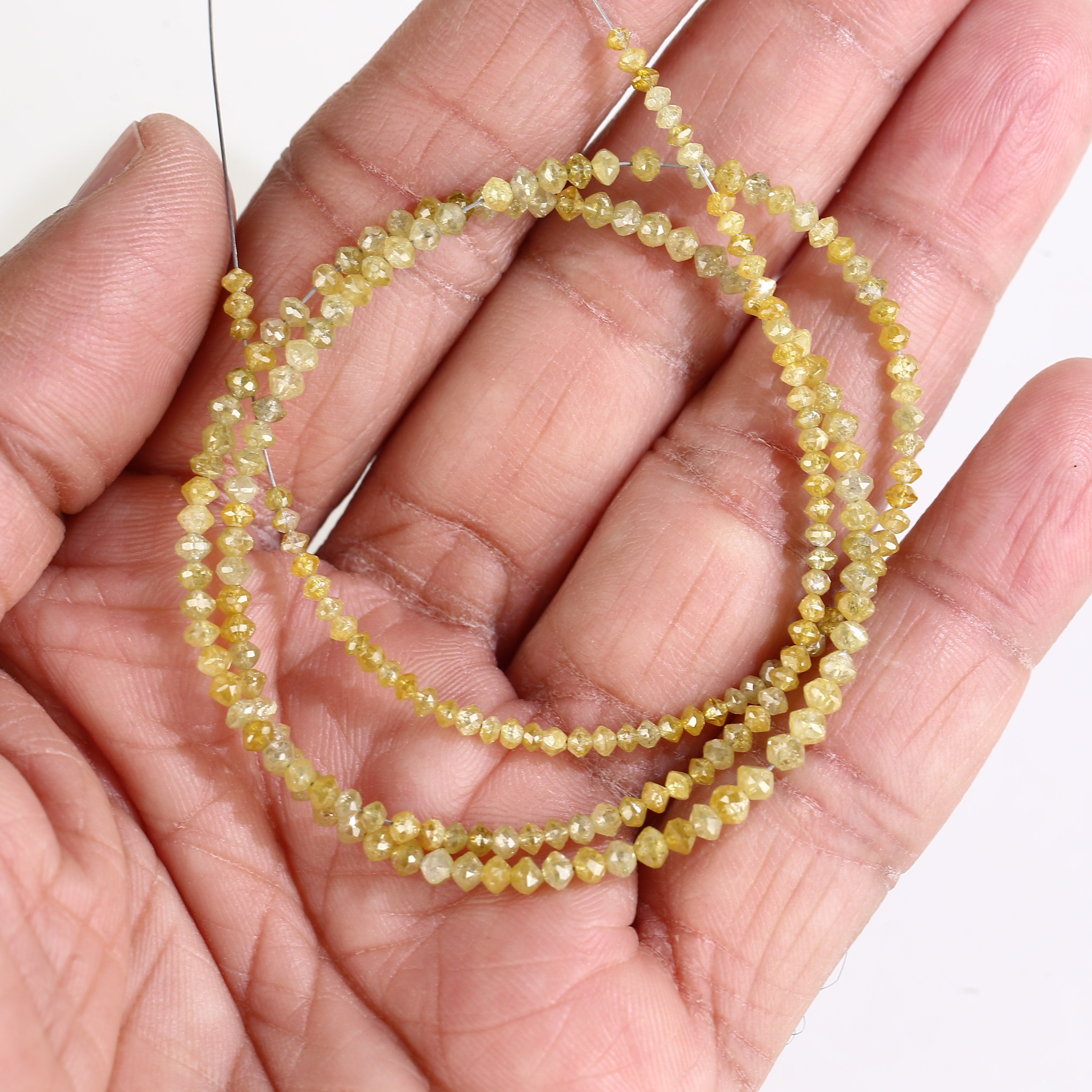 15 Carat Natural Yellow Diamond Beads Necklace Balls Cut Faceted