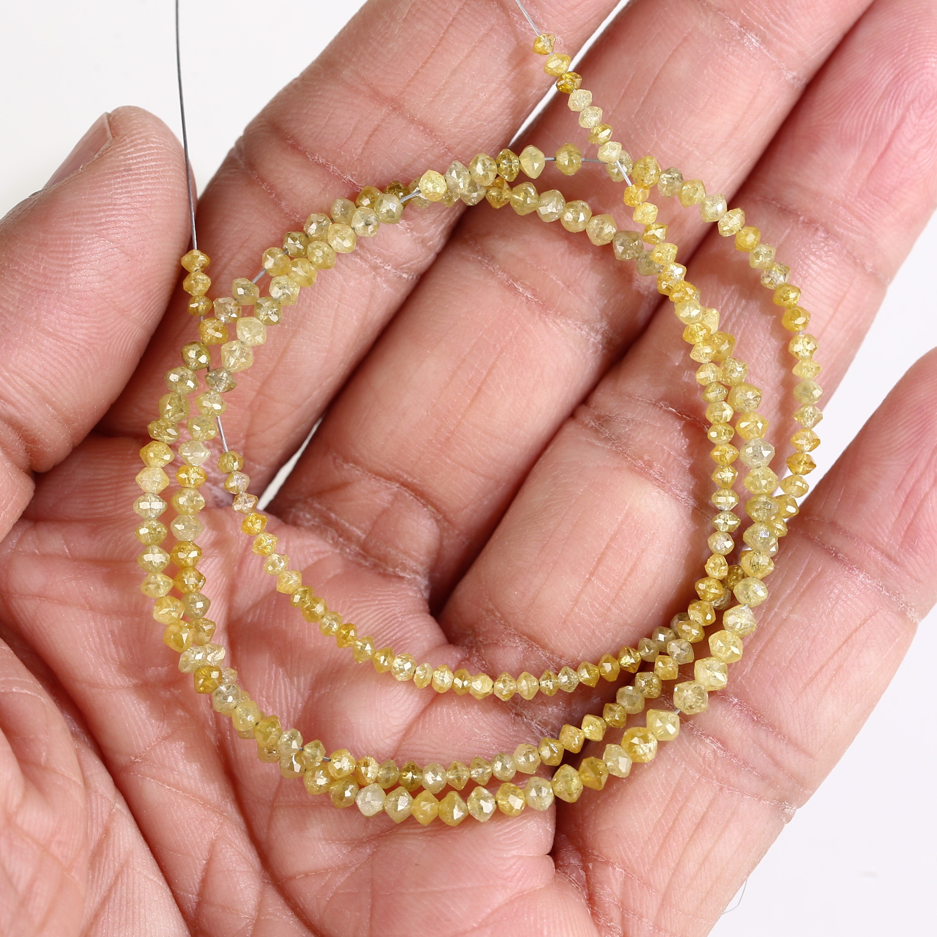15 Carat Natural Yellow Diamond Beads Necklace Balls Cut Faceted