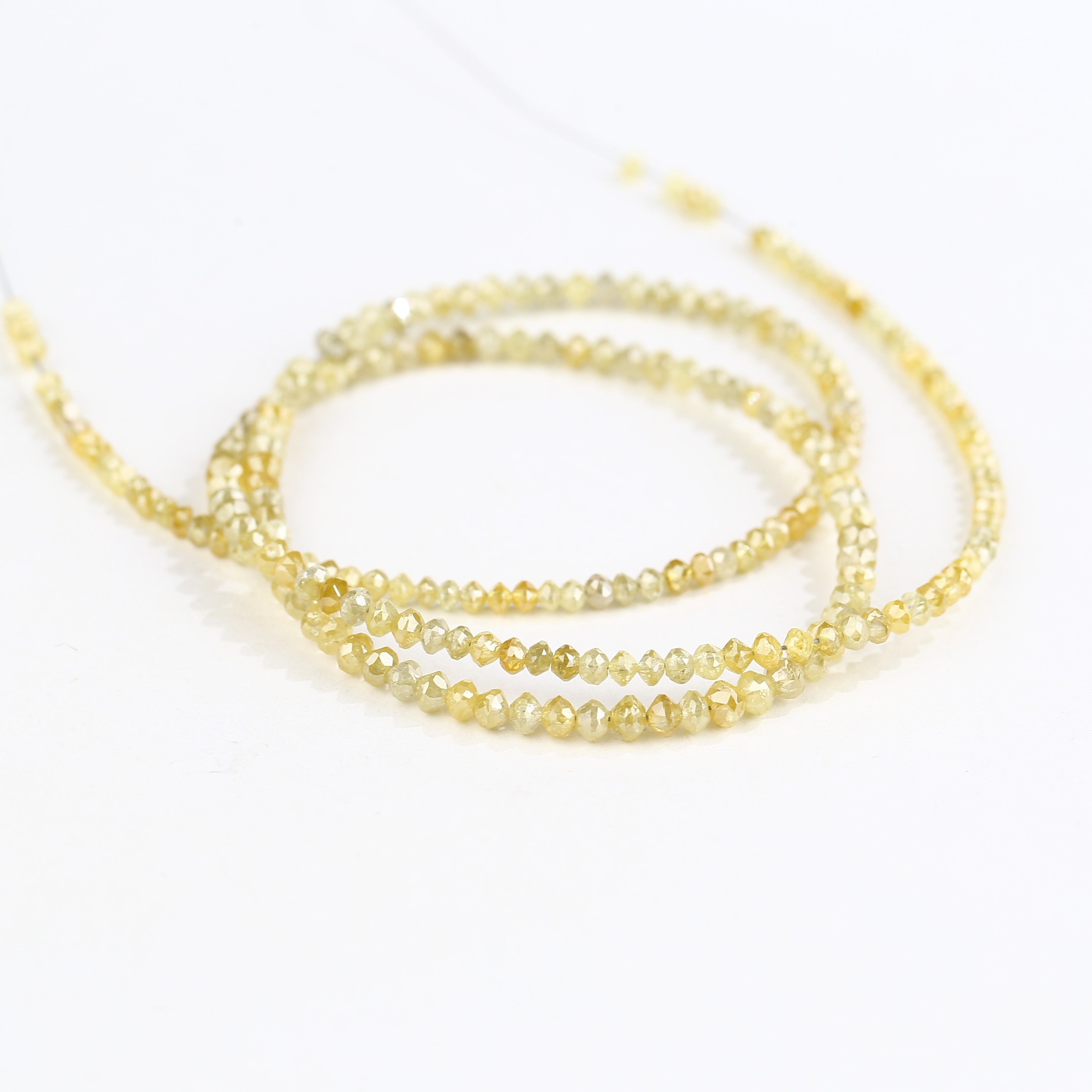 15 Carat Natural Yellow Diamond Beads Necklace Balls Cut Faceted