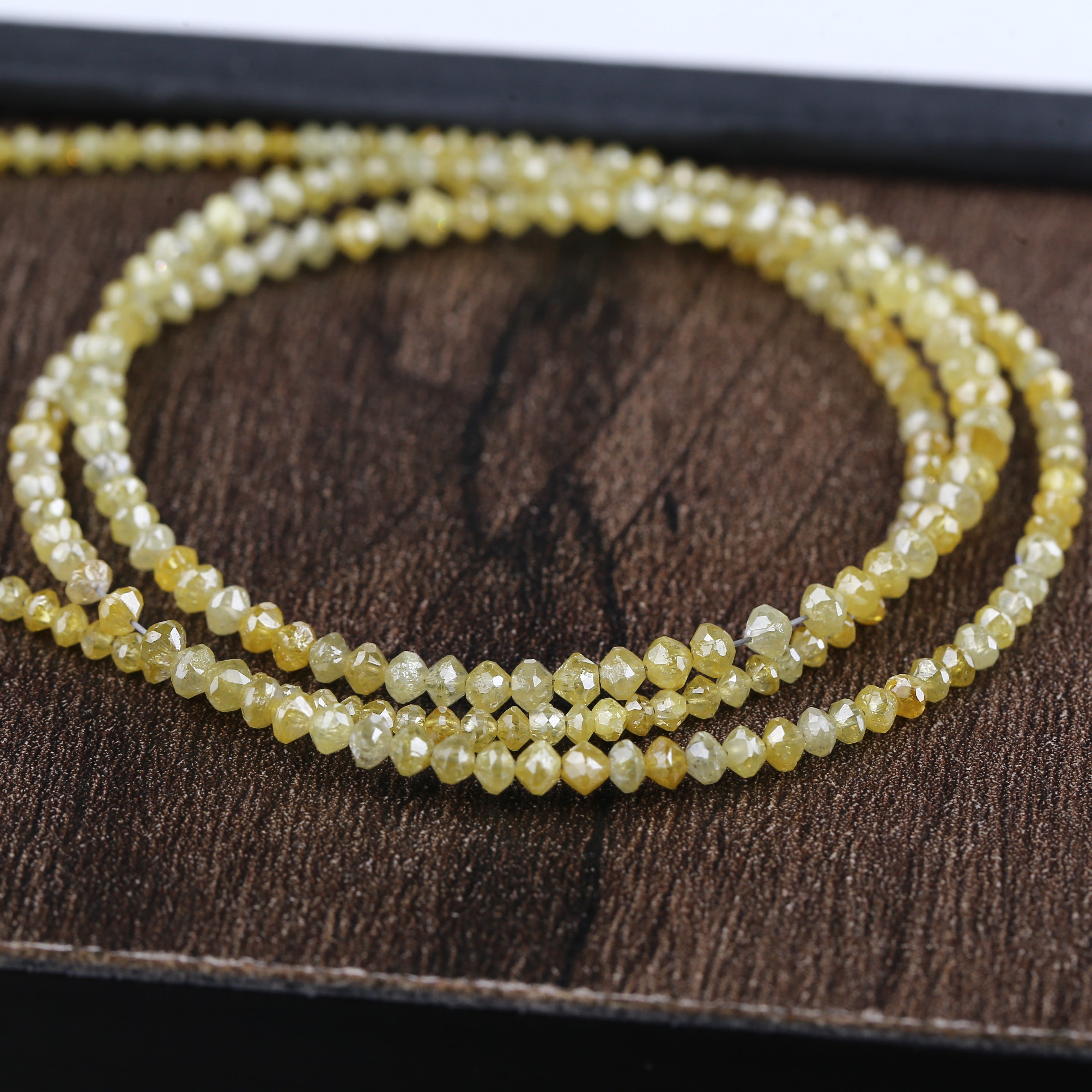 15 Carat Natural Yellow Diamond Beads Necklace Balls Cut Faceted