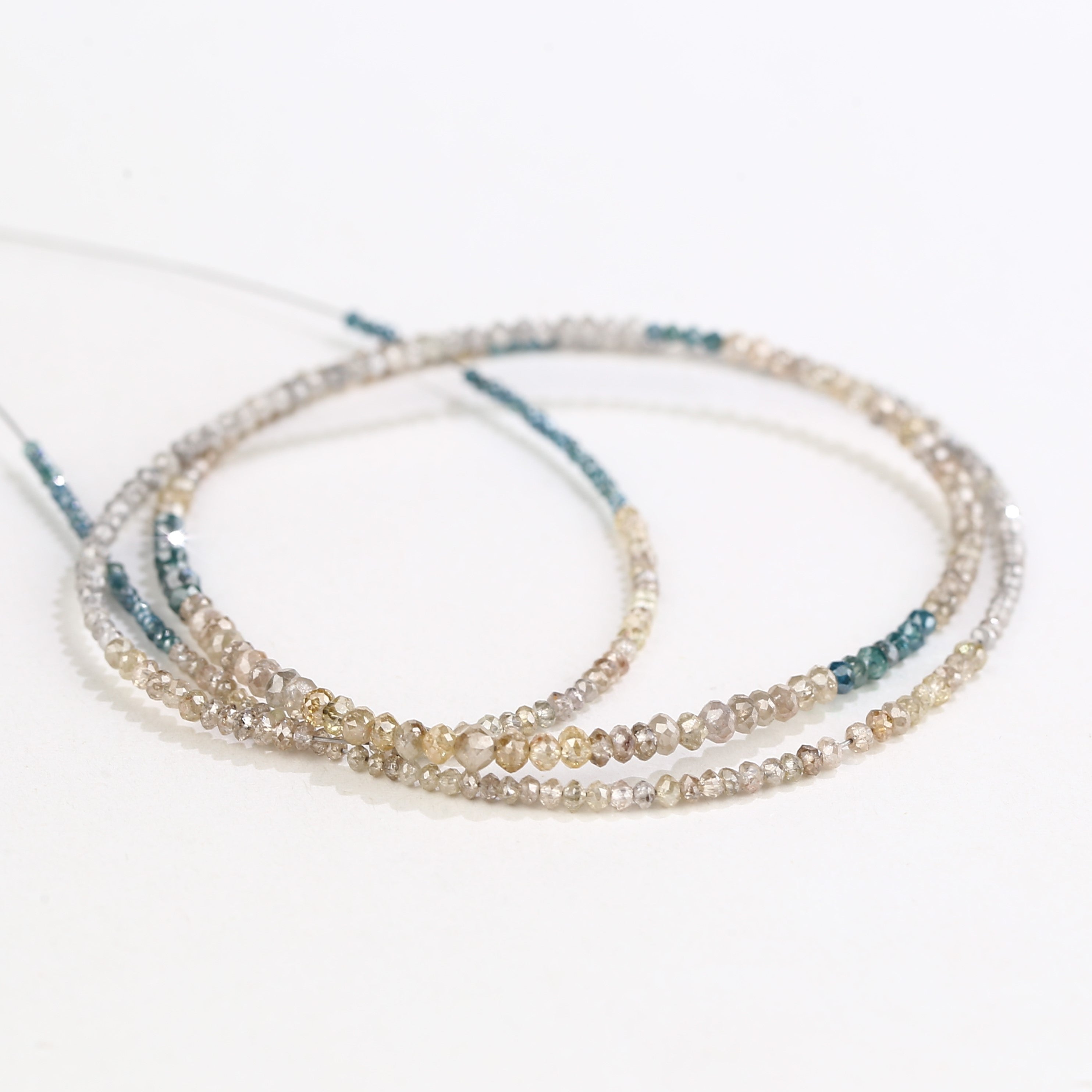 15 Carat Blue Yellow Gray Natural Diamond Beads Full Strand 1.30-2 MM