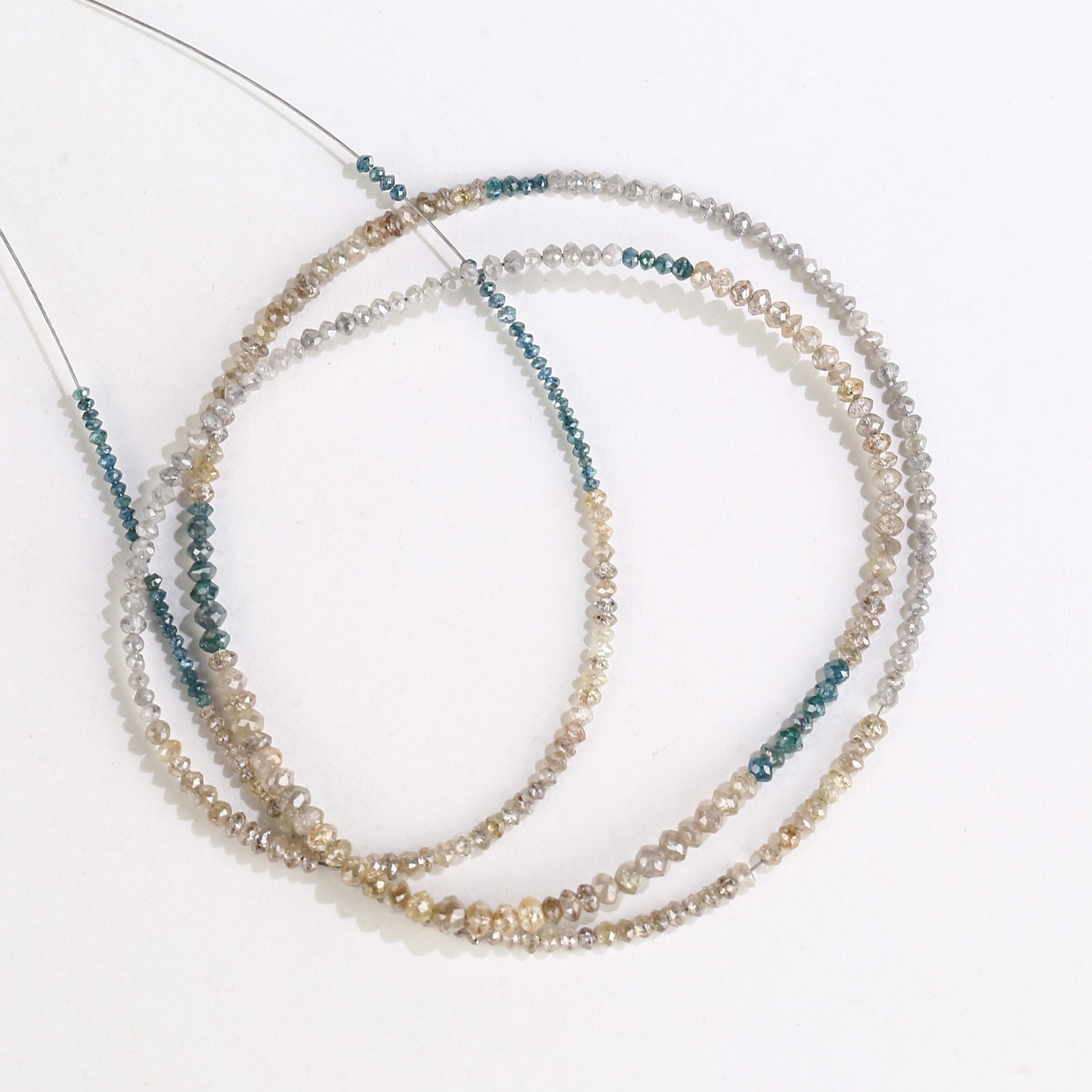 15 Carat Blue Yellow Gray Natural Diamond Beads Full Strand 1.30-2 MM