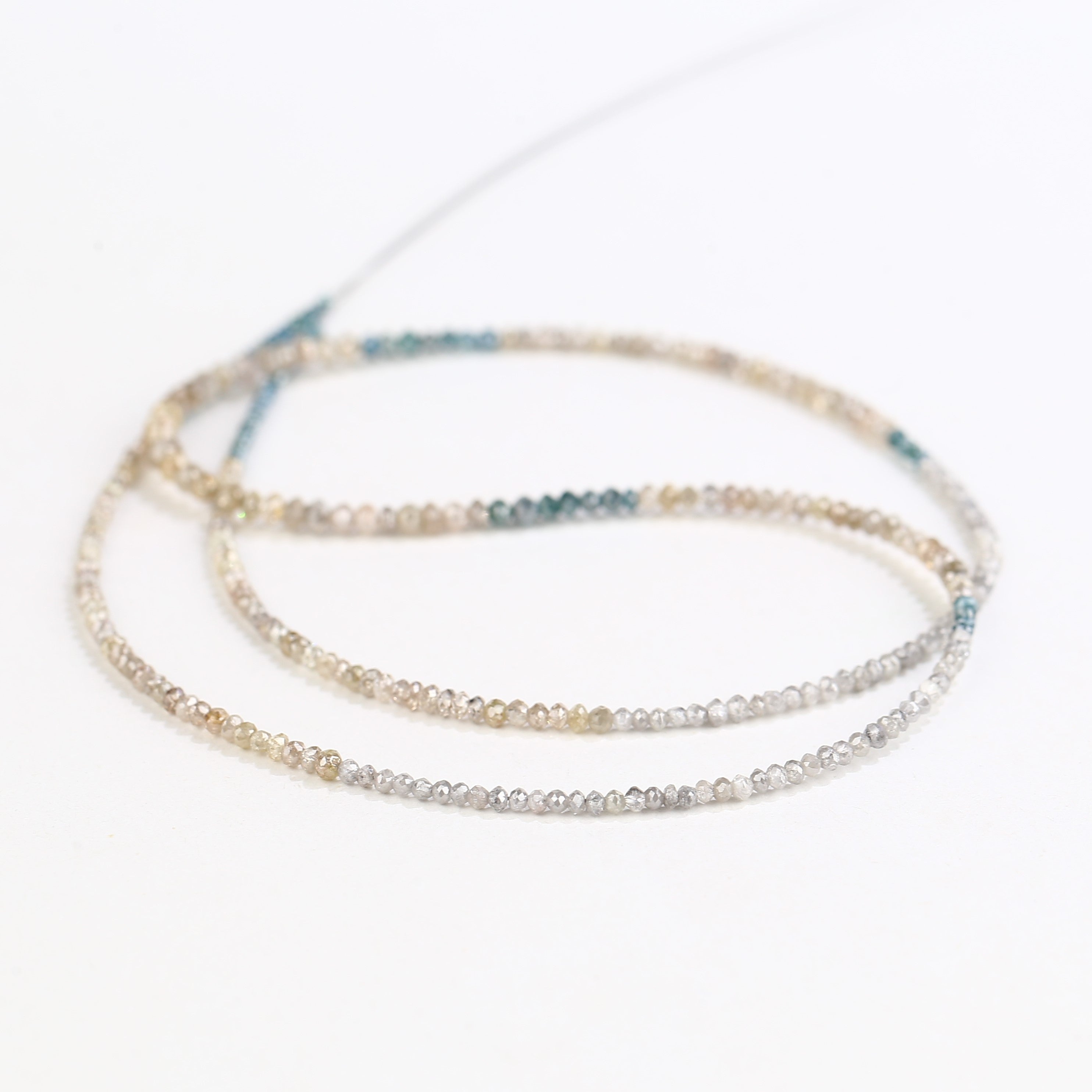 15 Carat Blue Yellow Gray Natural Diamond Beads Full Strand 1.30-2 MM