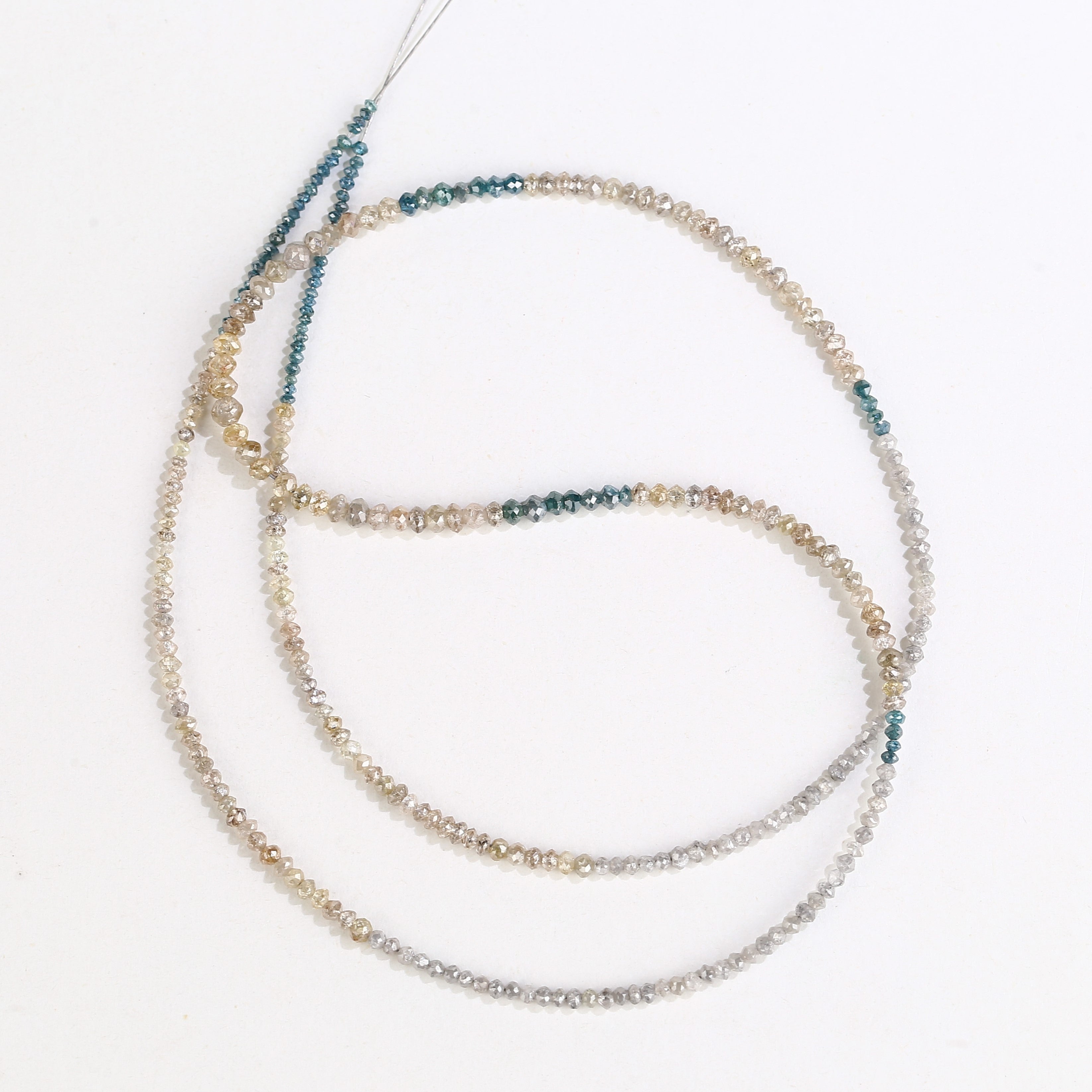 15 Carat Blue Yellow Gray Natural Diamond Beads Full Strand 1.30-2 MM