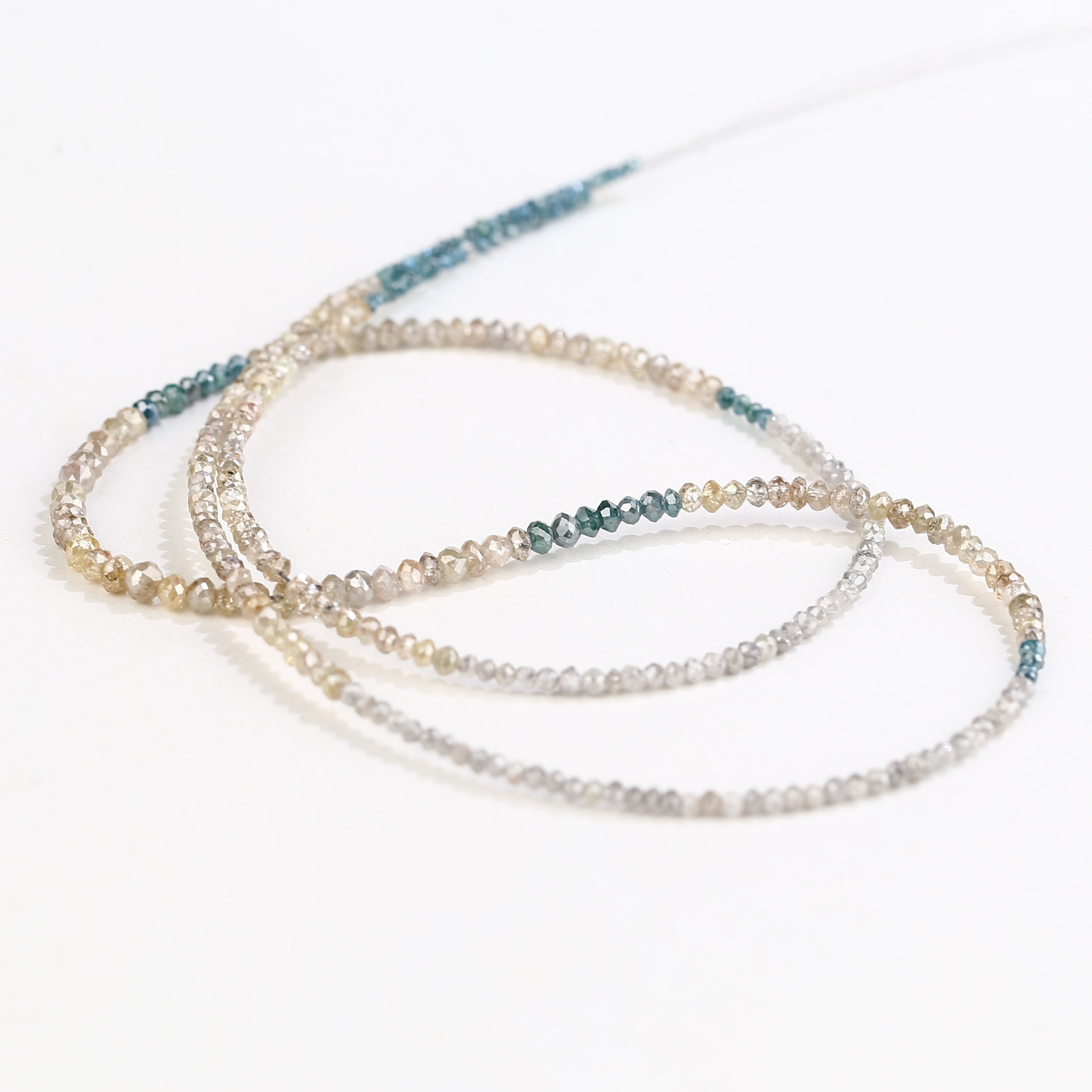 15 Carat Blue Yellow Gray Natural Diamond Beads Full Strand 1.30-2 MM