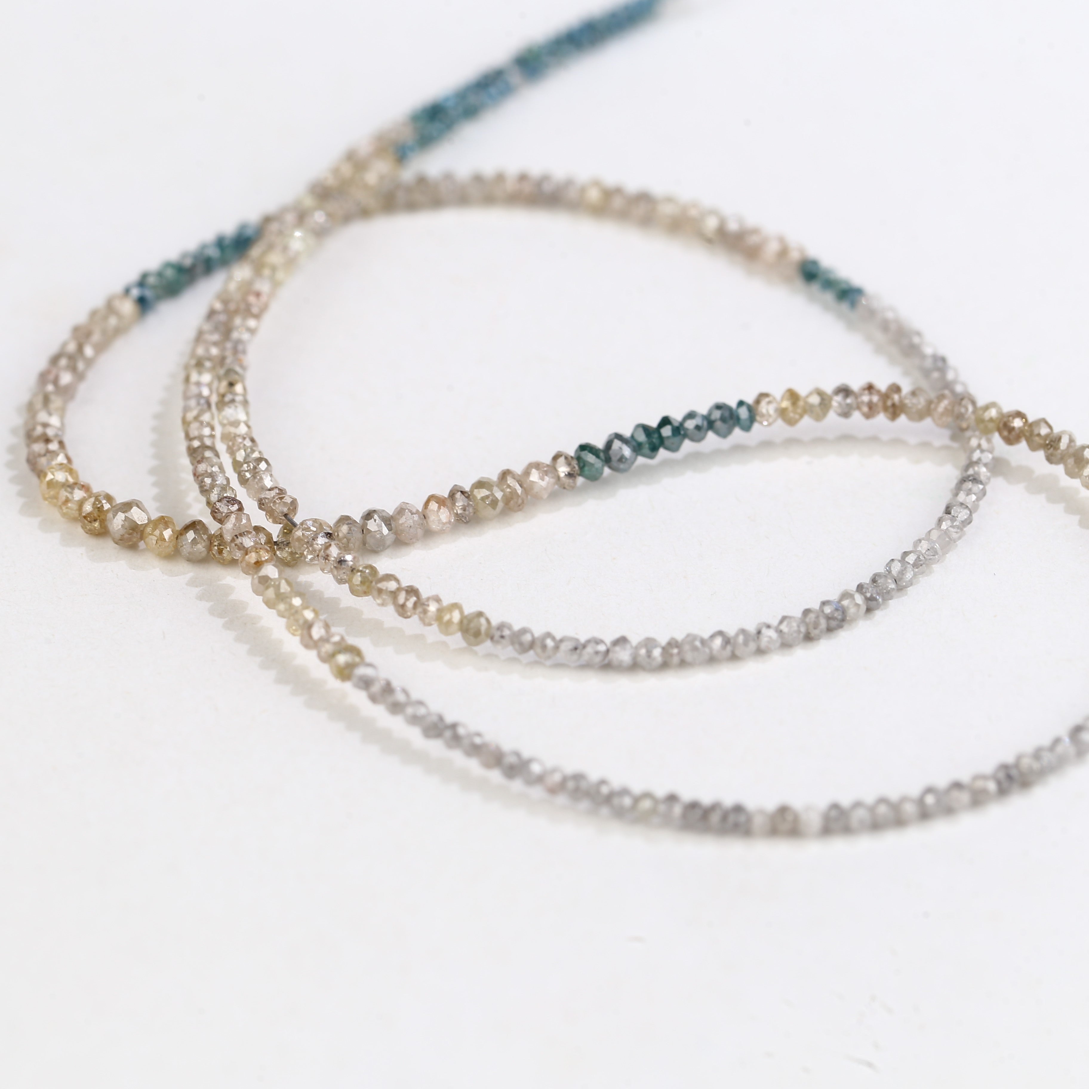 15 Carat Blue Yellow Gray Natural Diamond Beads Full Strand 1.30-2 MM