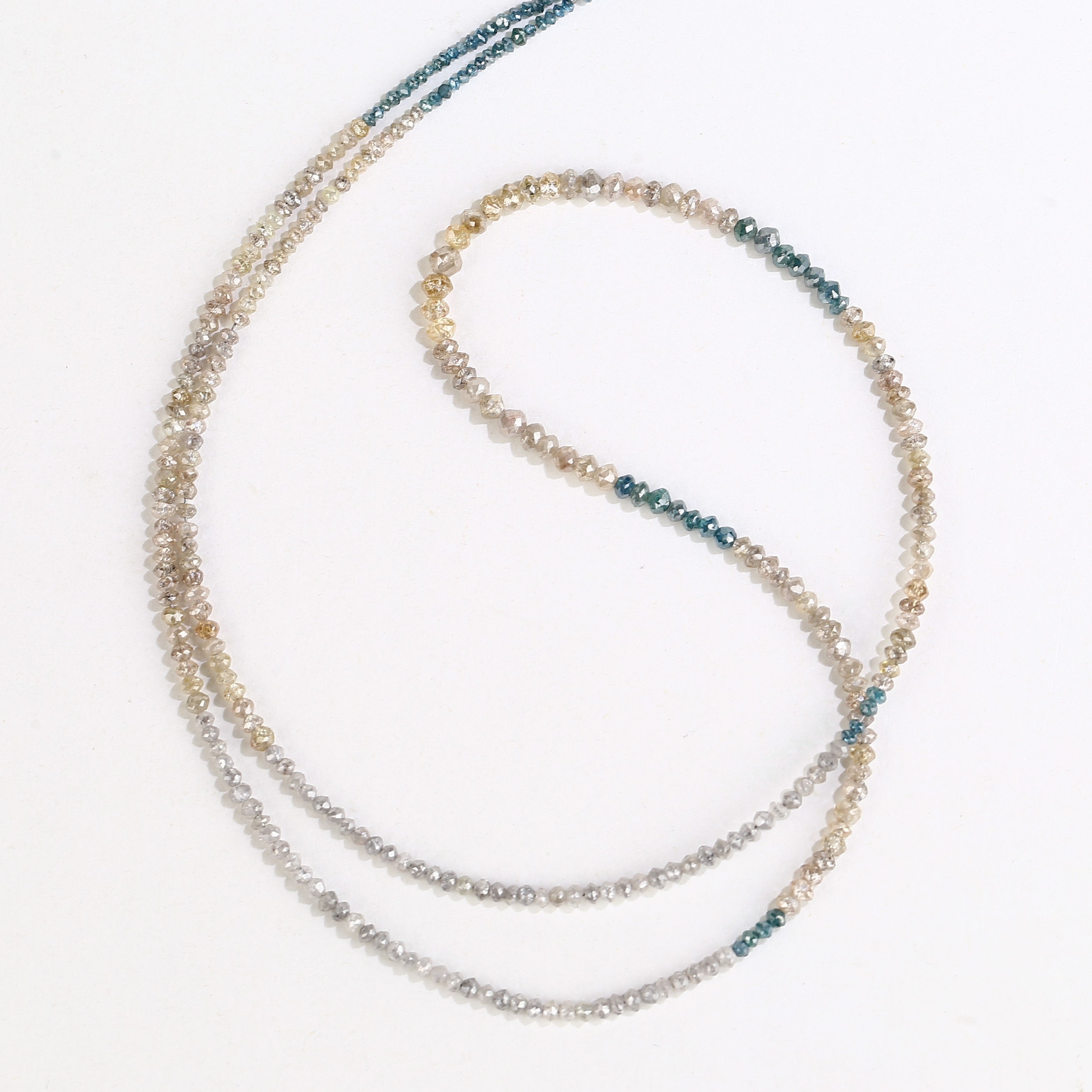 15 Carat Blue Yellow Gray Natural Diamond Beads Full Strand 1.30-2 MM