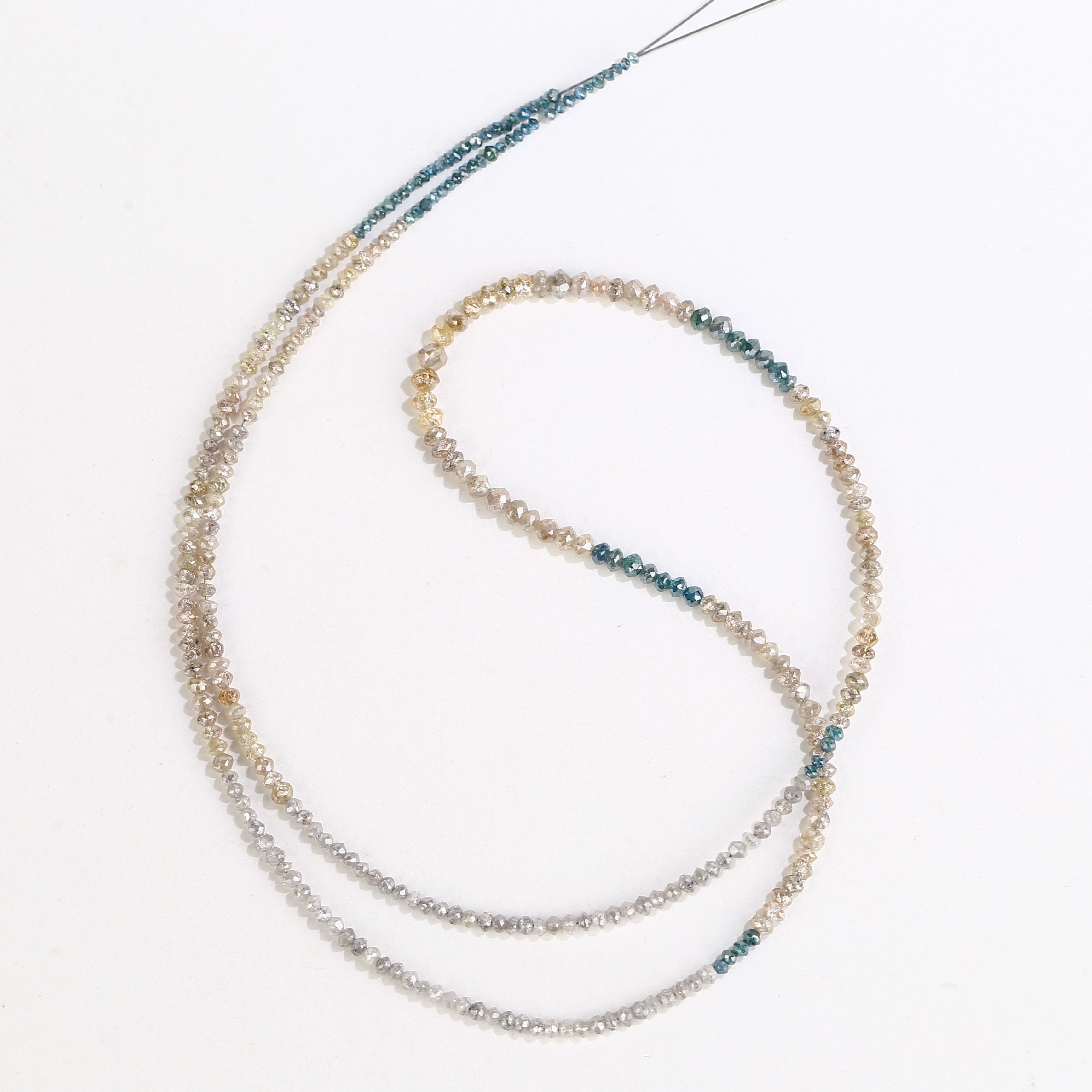 15 Carat Blue Yellow Gray Natural Diamond Beads Full Strand 1.30-2 MM