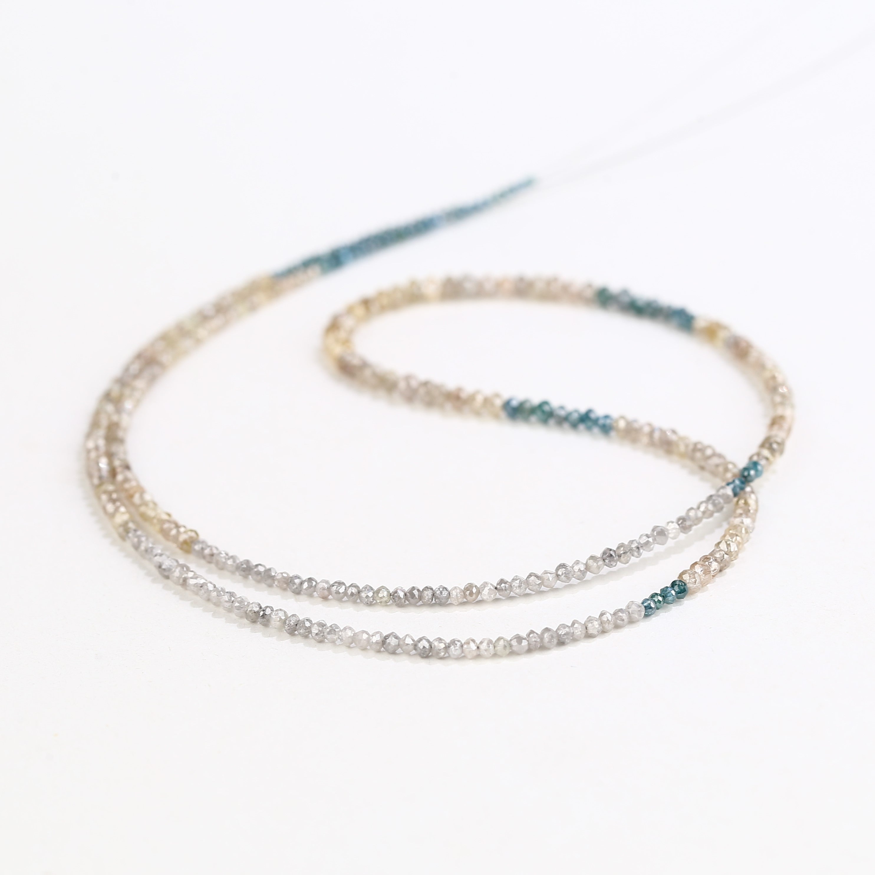 15 Carat Blue Yellow Gray Natural Diamond Beads Full Strand 1.30-2 MM