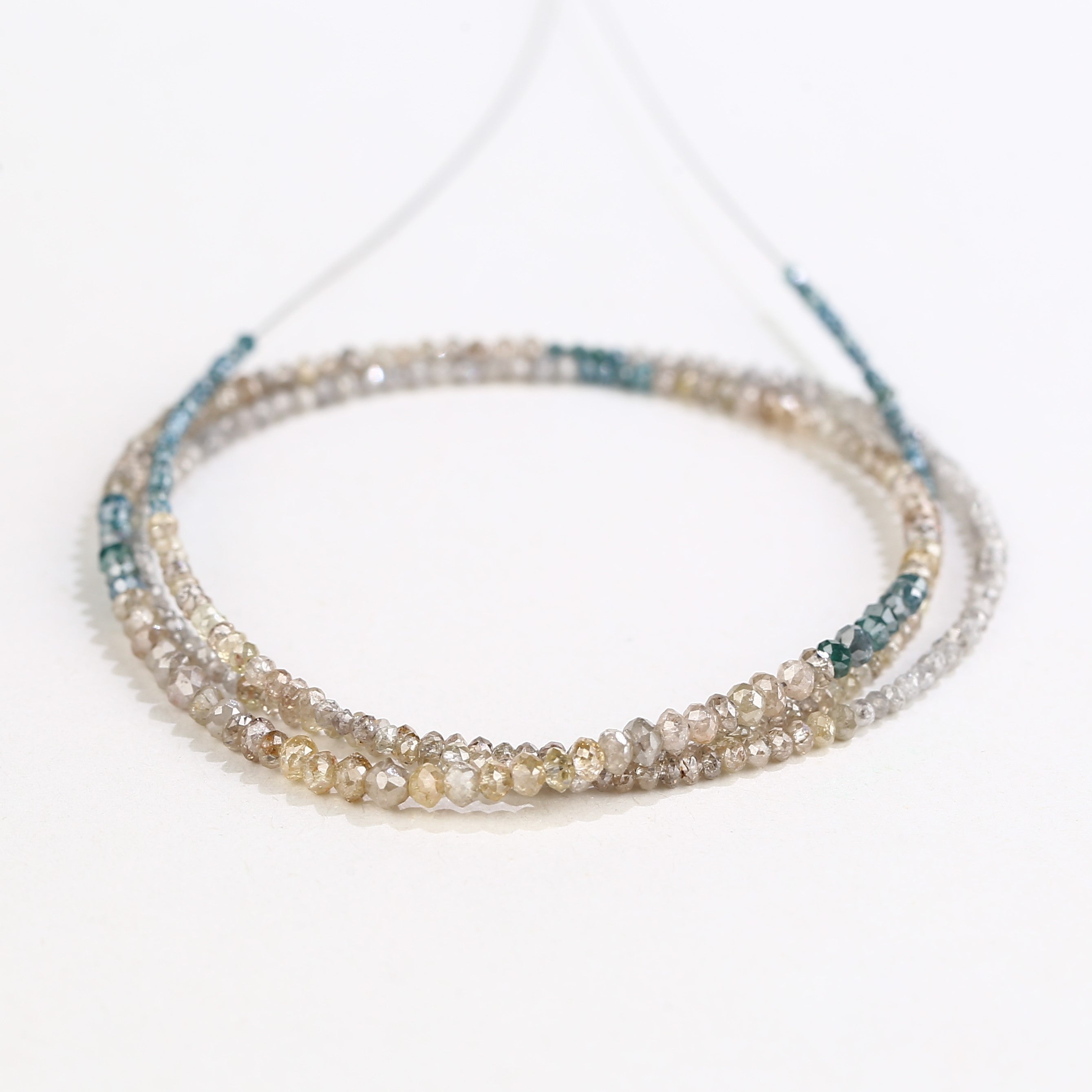 Blue and Champagne Brown Natural Diamond Beads Full Strand 1.30-2 MM