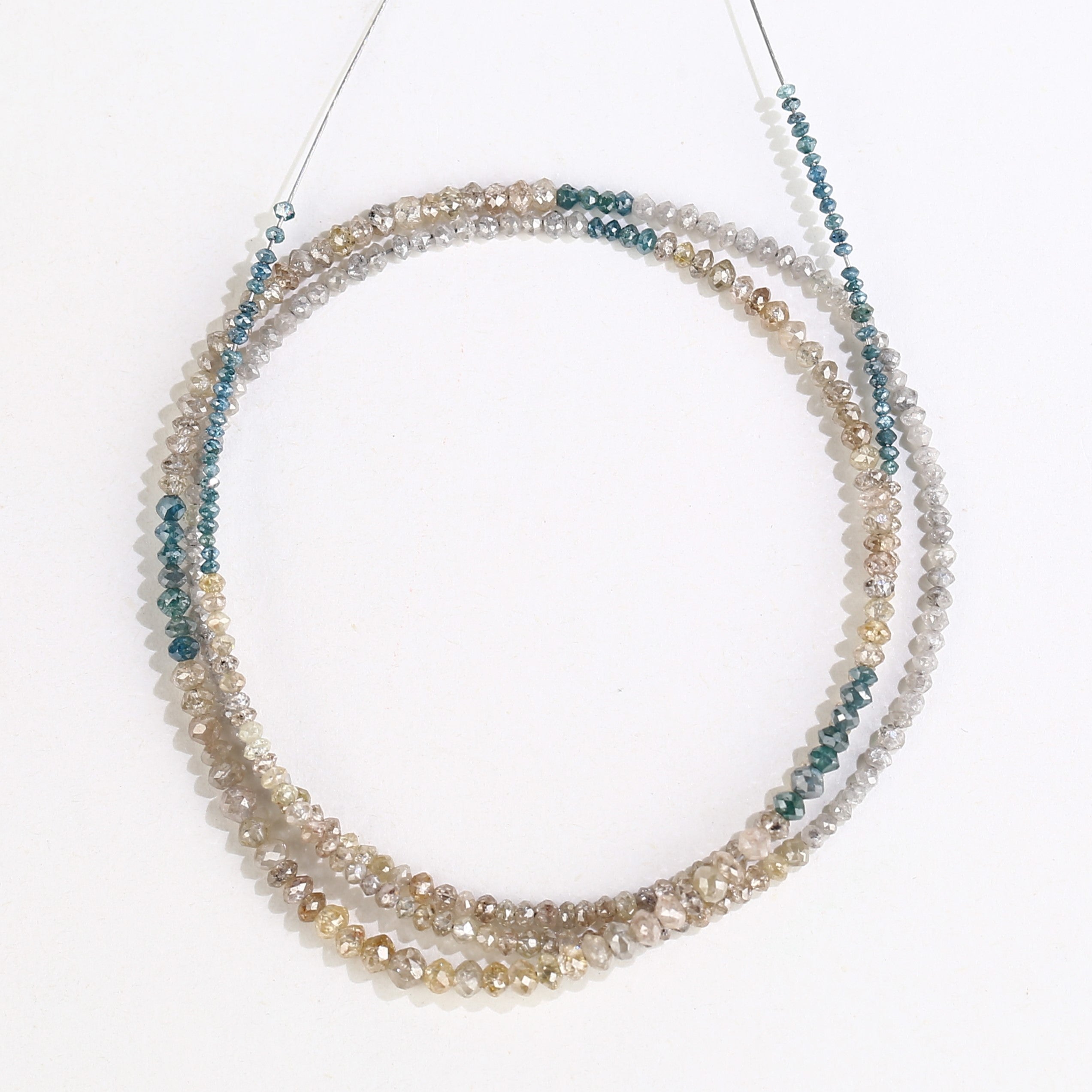 15 Carat Blue Yellow Gray Natural Diamond Beads Full Strand 1.30-2 MM