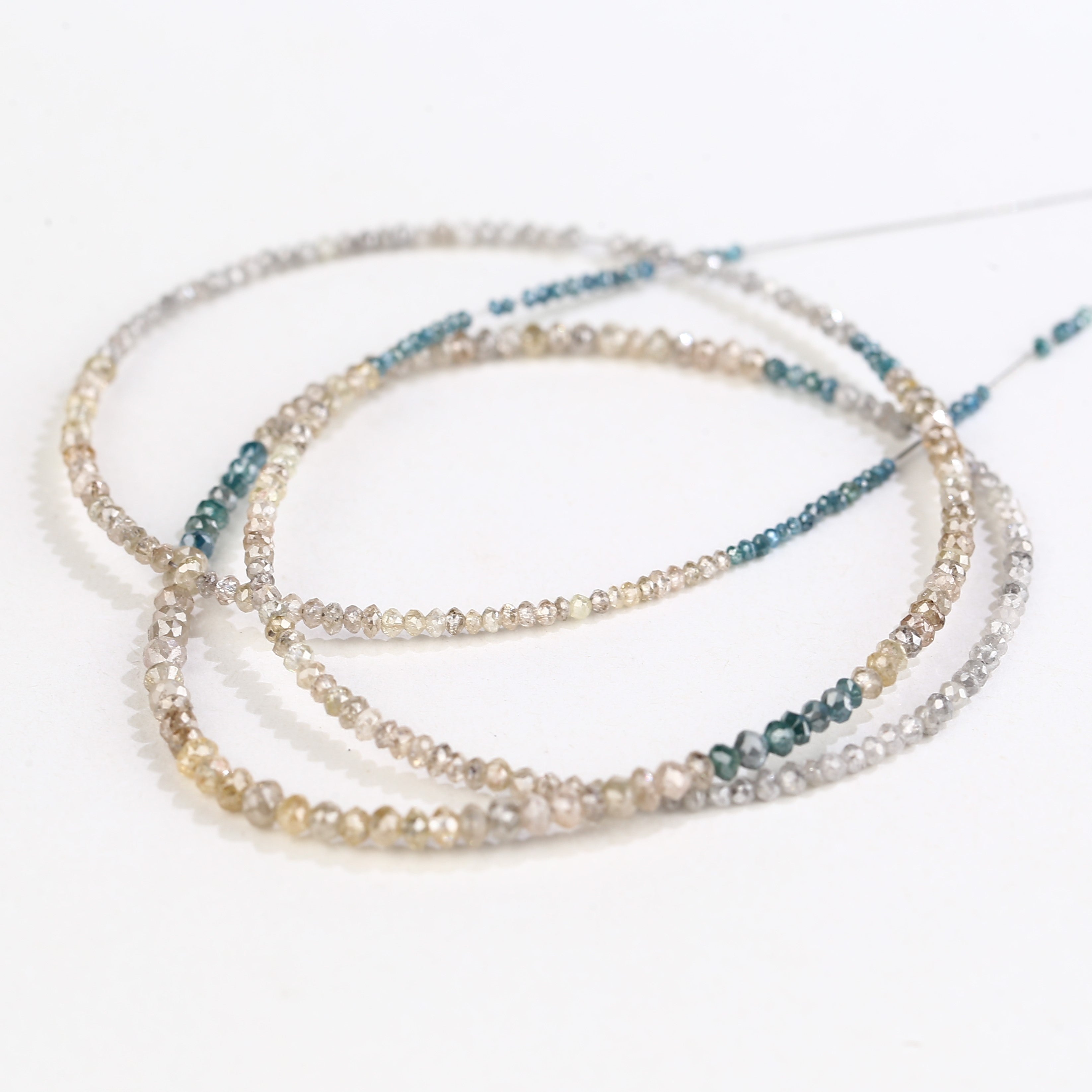 15 Carat Blue Yellow Gray Natural Diamond Beads Full Strand 1.30-2 MM