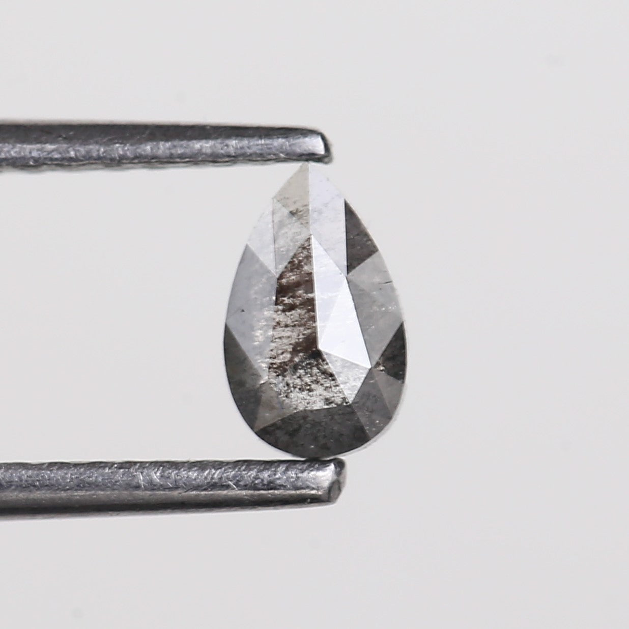 0.29 Carat Natural Rose Cut Pear Salt and Pepper Diamond 5.60 MM