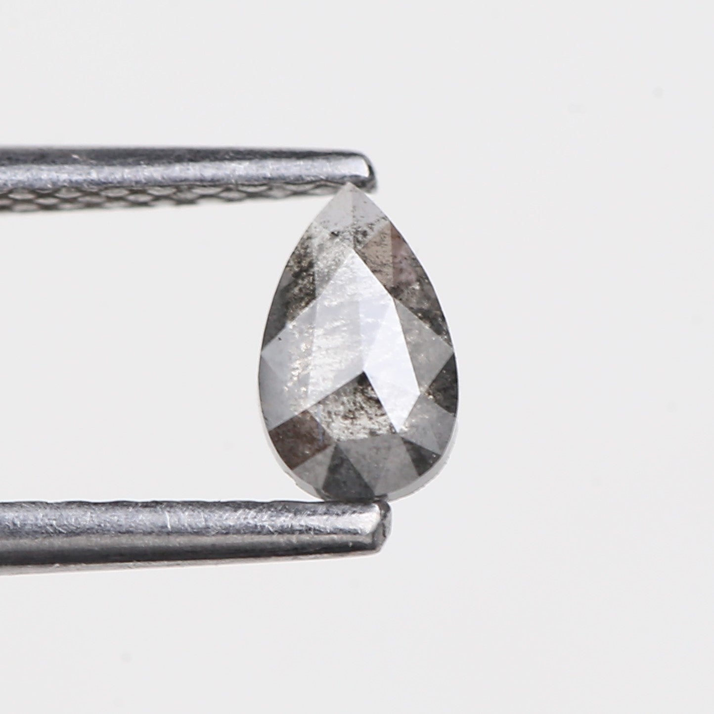0.29 Carat Natural Rose Cut Pear Salt and Pepper Diamond 5.60 MM