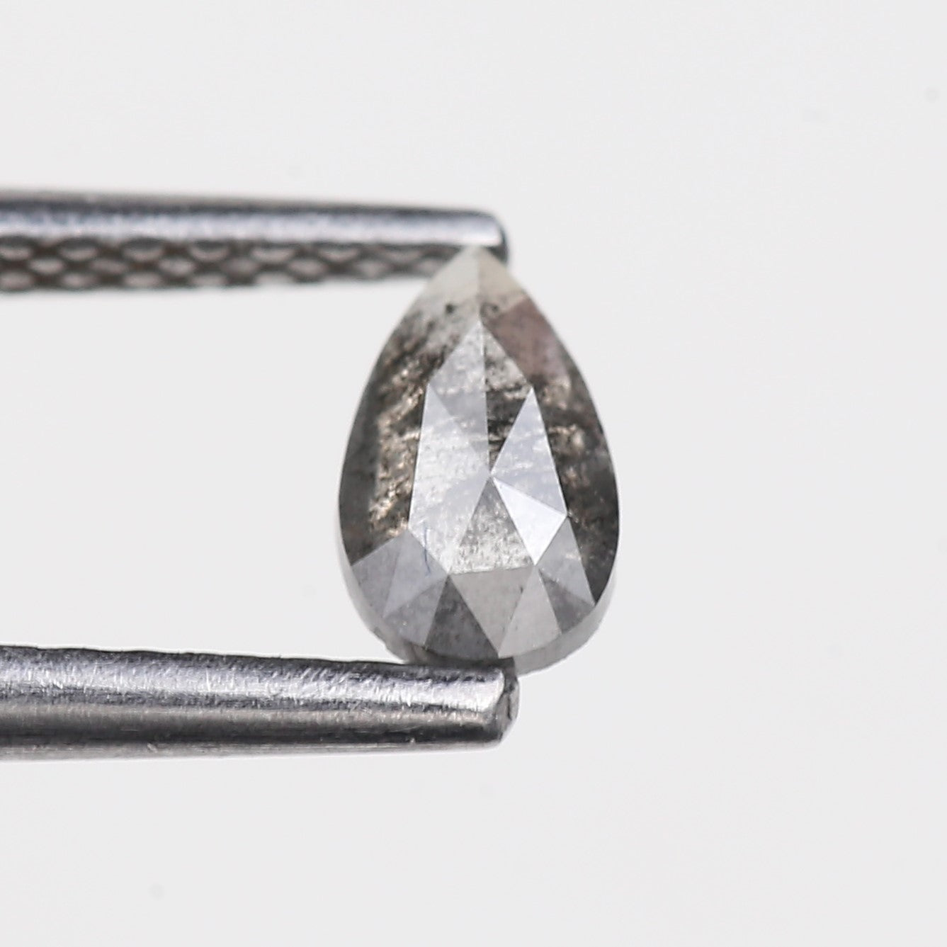 0.29 Carat Natural Rose Cut Pear Salt and Pepper Diamond 5.60 MM