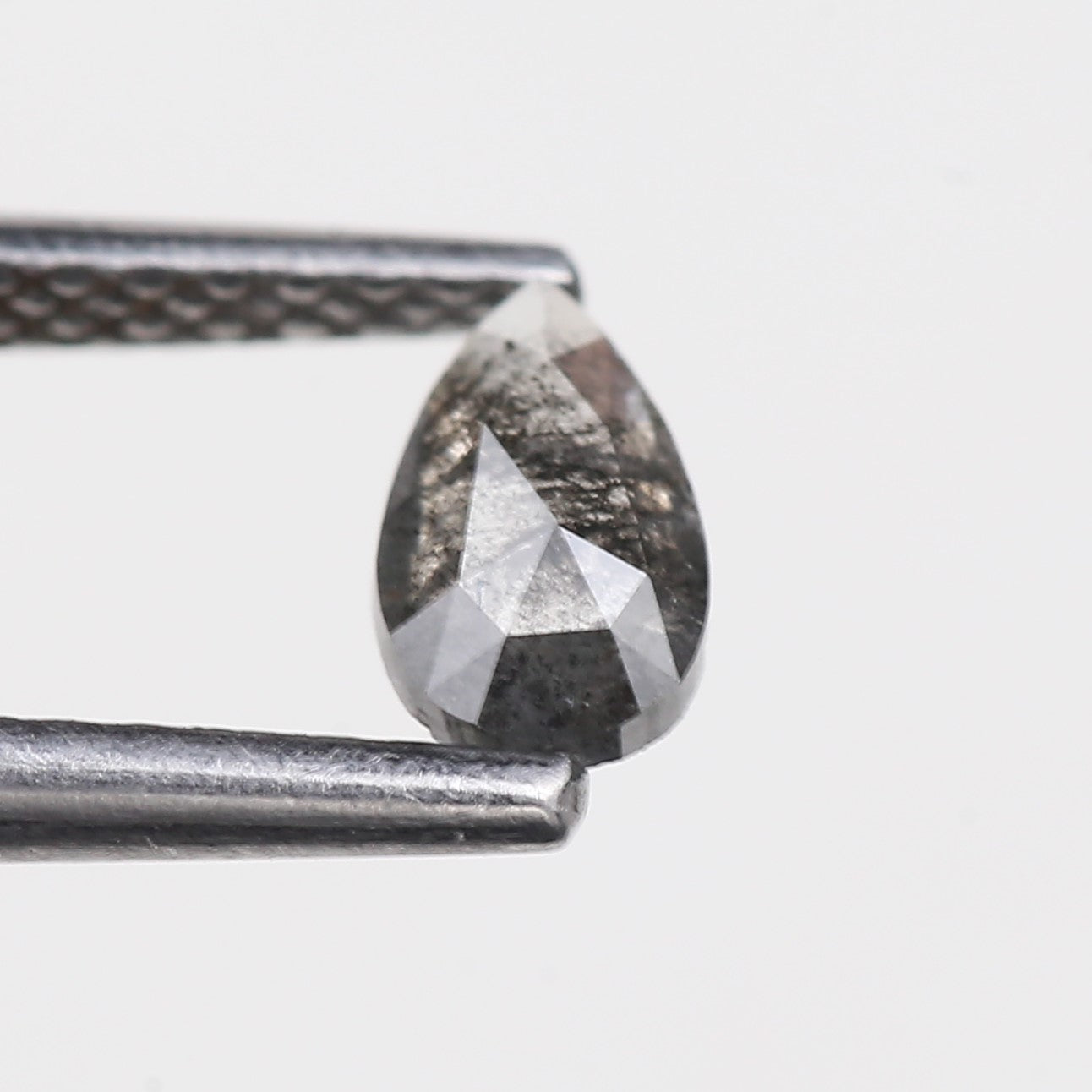0.29 Carat Natural Rose Cut Pear Salt and Pepper Diamond 5.60 MM