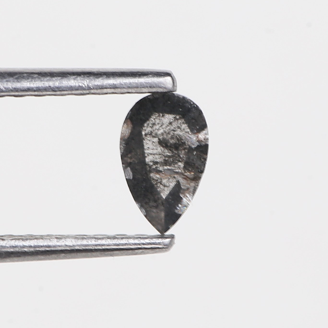 0.29 Carat Natural Rose Cut Pear Salt and Pepper Diamond 5.60 MM