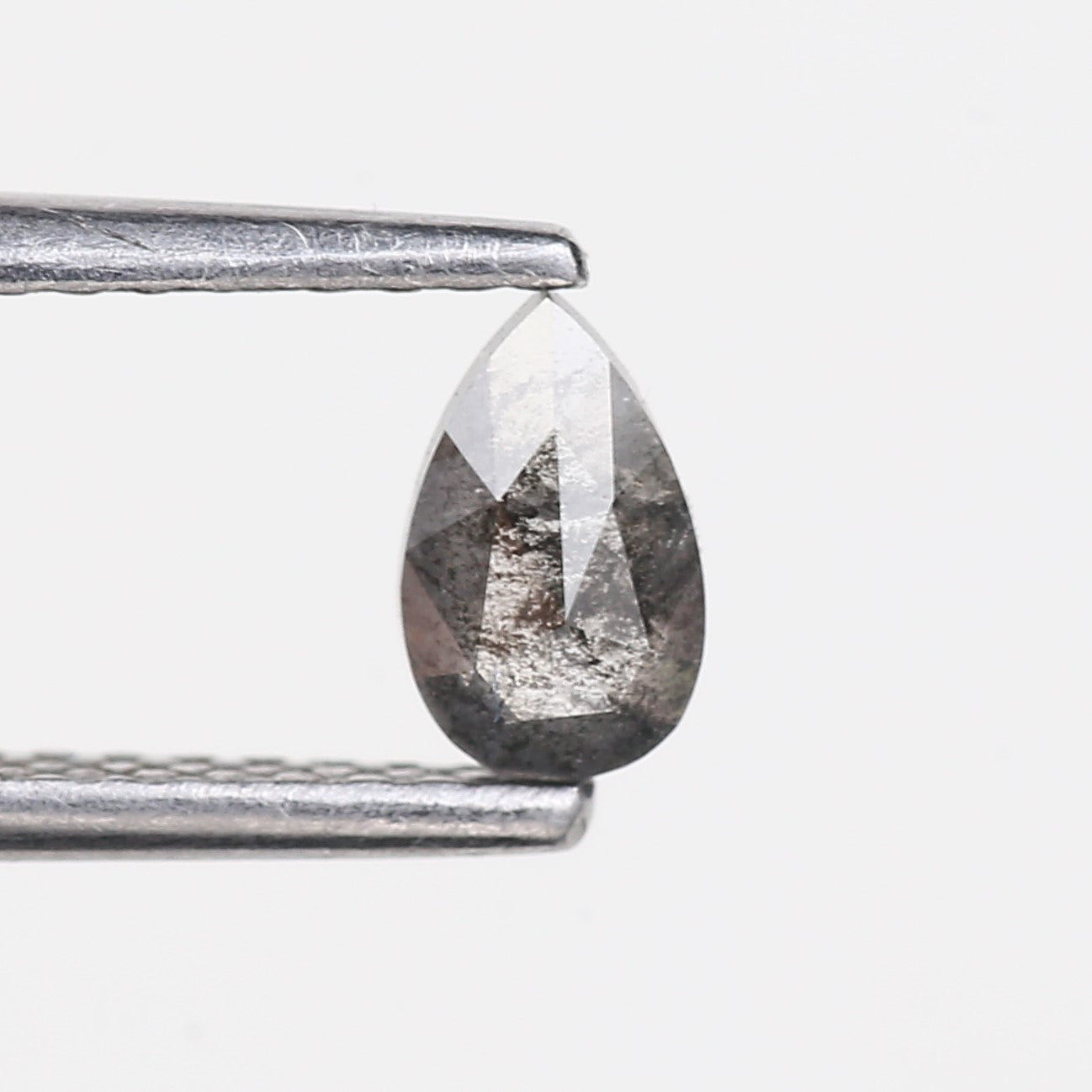 0.29 Carat Natural Rose Cut Pear Salt and Pepper Diamond 5.60 MM