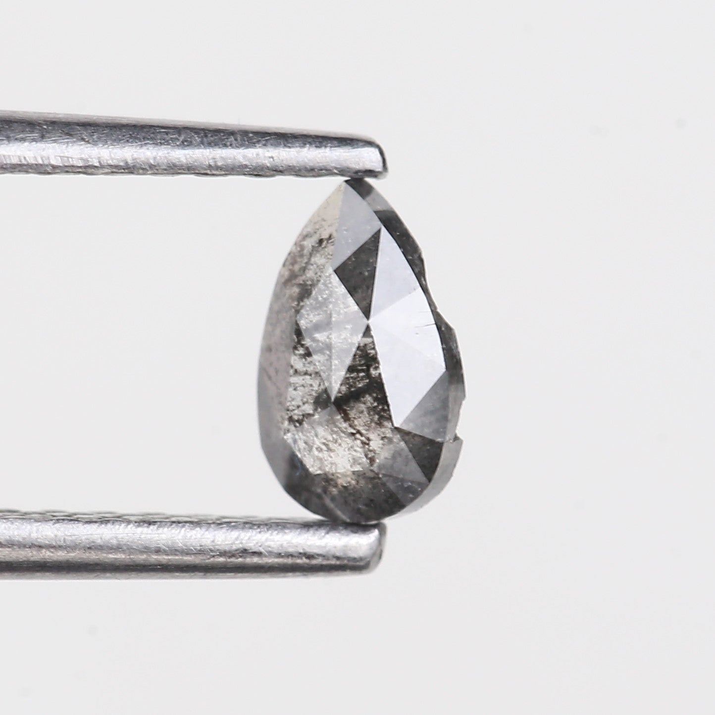 0.29 Carat Natural Rose Cut Pear Salt and Pepper Diamond 5.60 MM