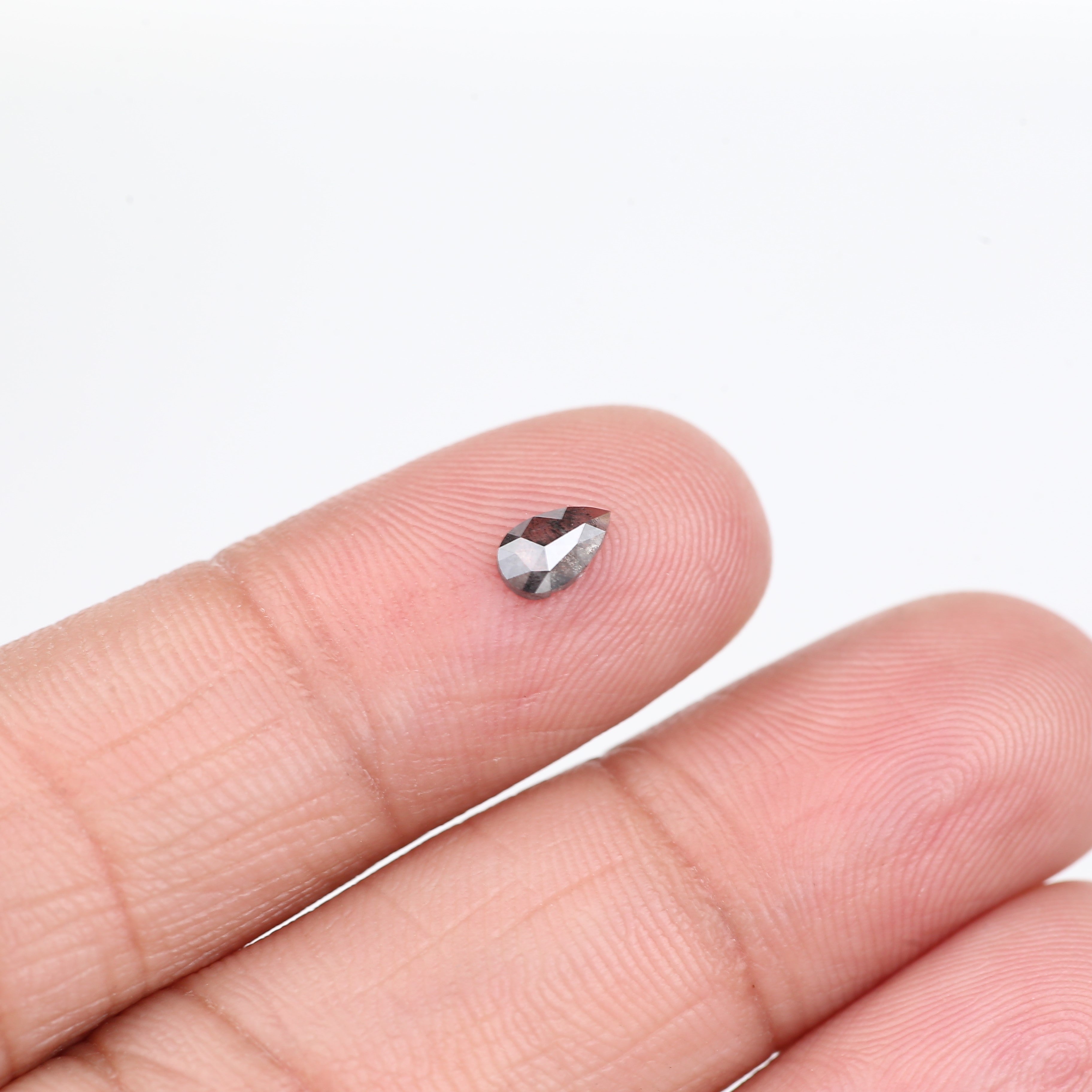 0.29 Carat Natural Rose Cut Pear Salt and Pepper Diamond 5.60 MM