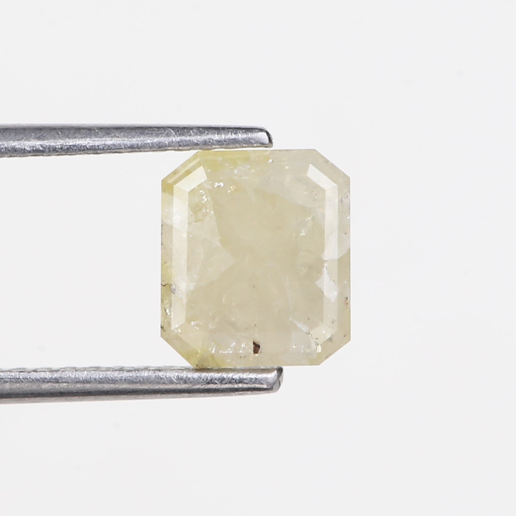 1.56 Carat Natural Emerald Cut Yellowish Gray Salt Pepper Diamond 7.10 MM