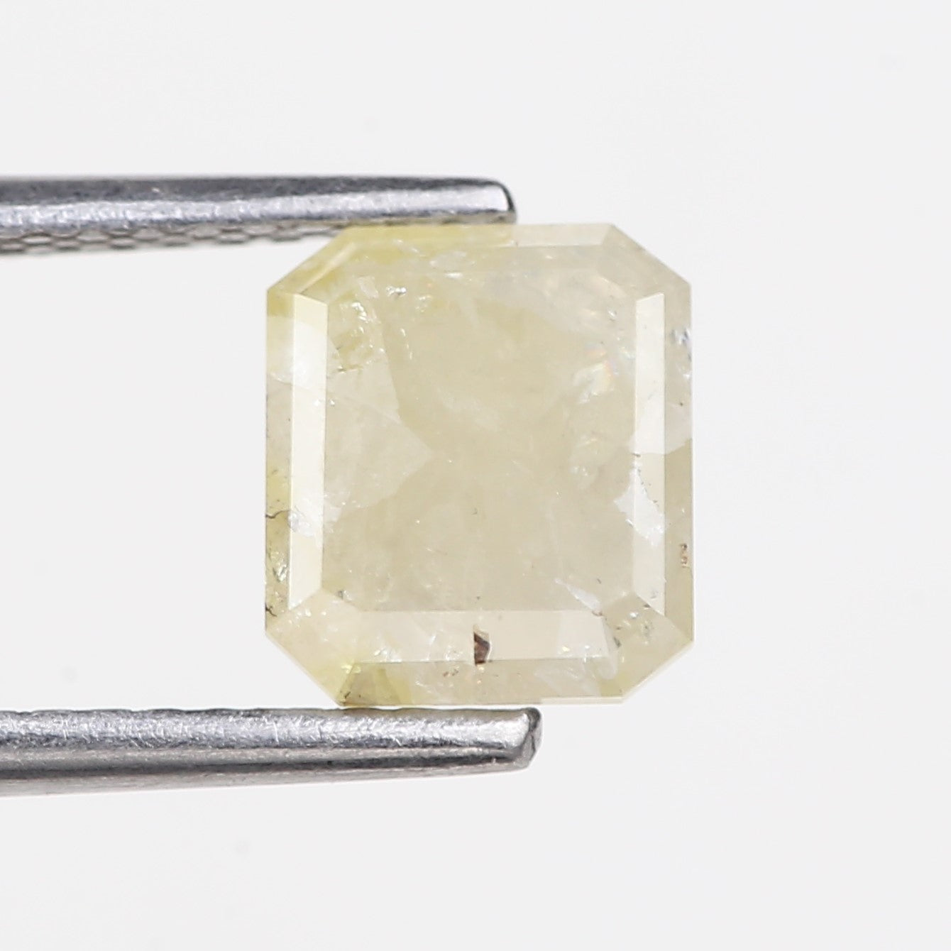 1.56 Carat Natural Emerald Cut Yellowish Gray Salt Pepper Diamond 7.10 MM