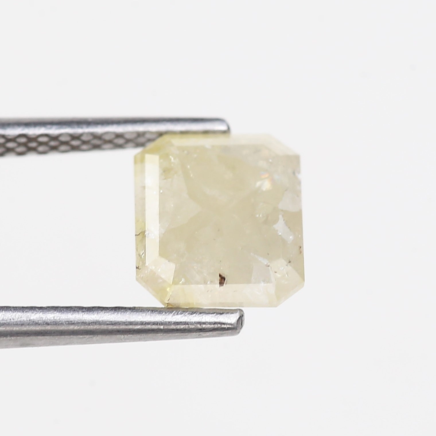 1.56 Carat Natural Emerald Cut Yellowish Gray Salt Pepper Diamond 7.10 MM