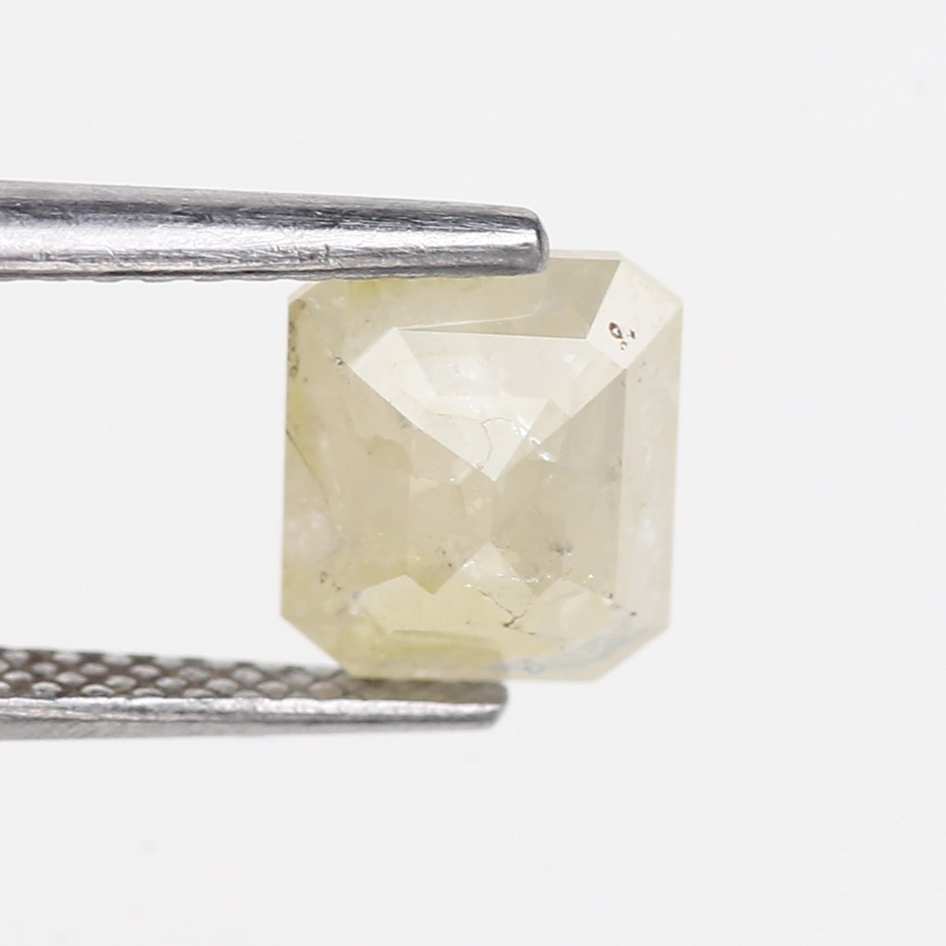 1.56 Carat Natural Emerald Cut Yellowish Gray Salt Pepper Diamond 7.10 MM