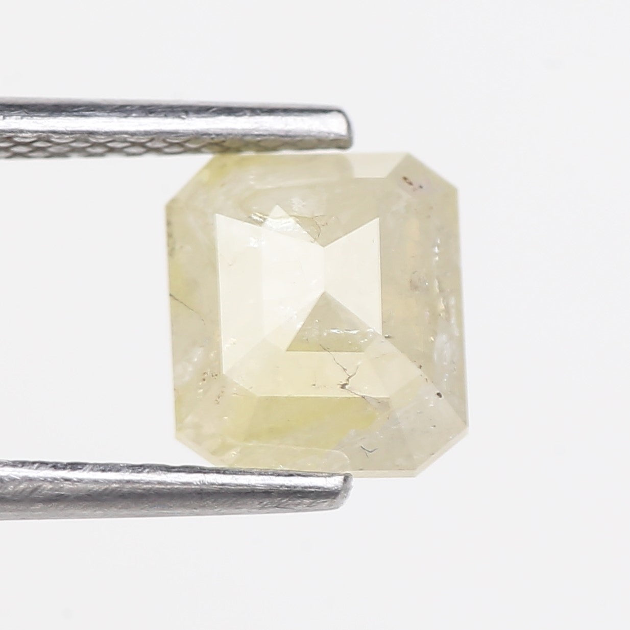 1.56 Carat Natural Emerald Cut Yellowish Gray Salt Pepper Diamond 7.10 MM