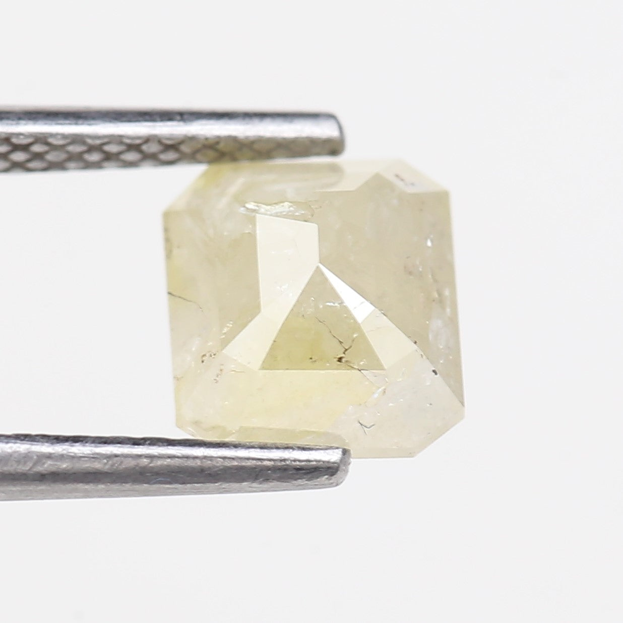1.56 Carat Natural Emerald Cut Yellowish Gray Salt Pepper Diamond 7.10 MM