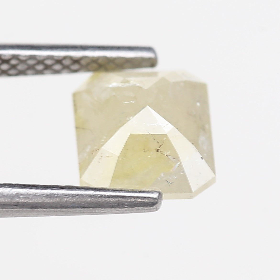 1.56 Carat Natural Emerald Cut Yellowish Gray Salt Pepper Diamond 7.10 MM