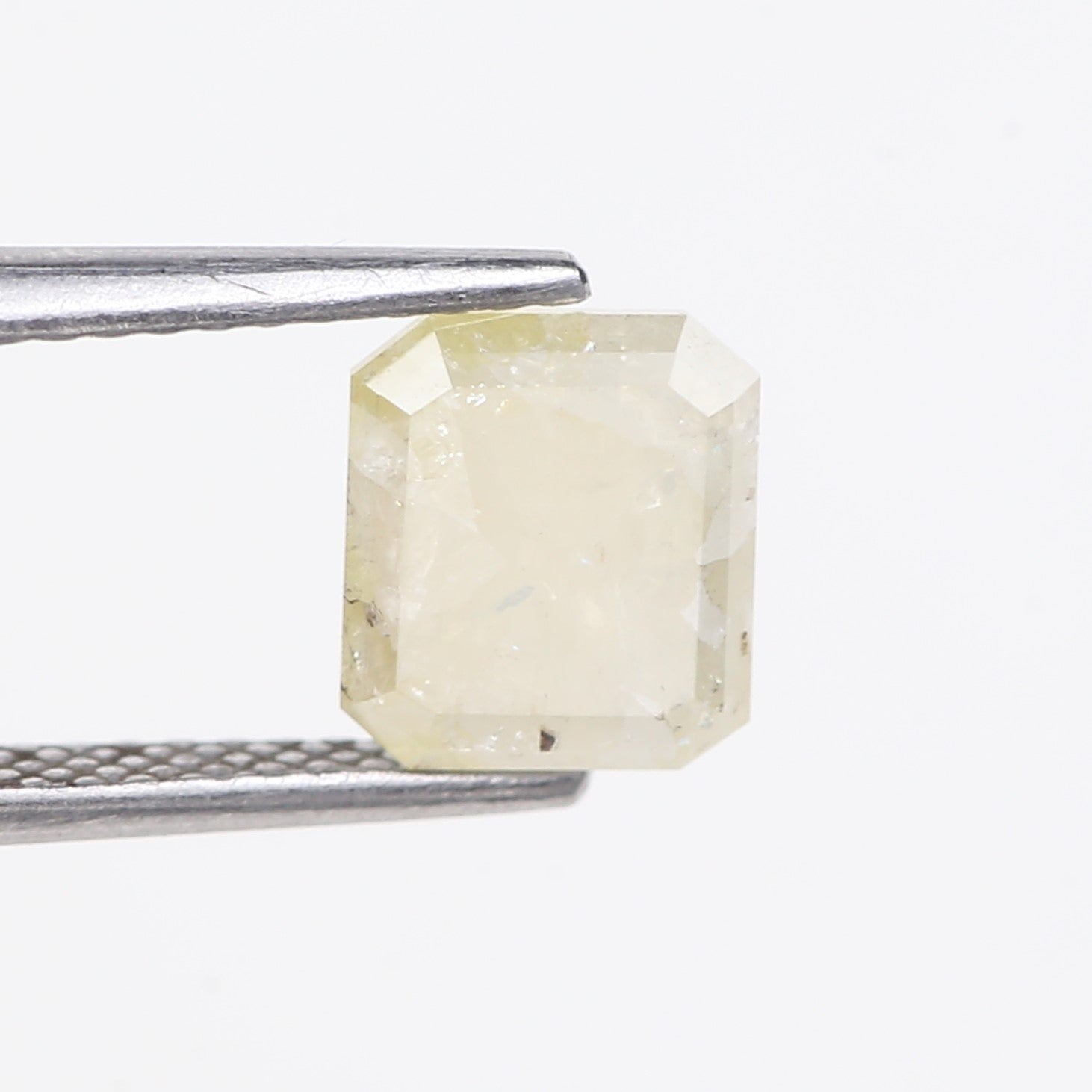 1.56 Carat Natural Emerald Cut Yellowish Gray Salt Pepper Diamond 7.10 MM