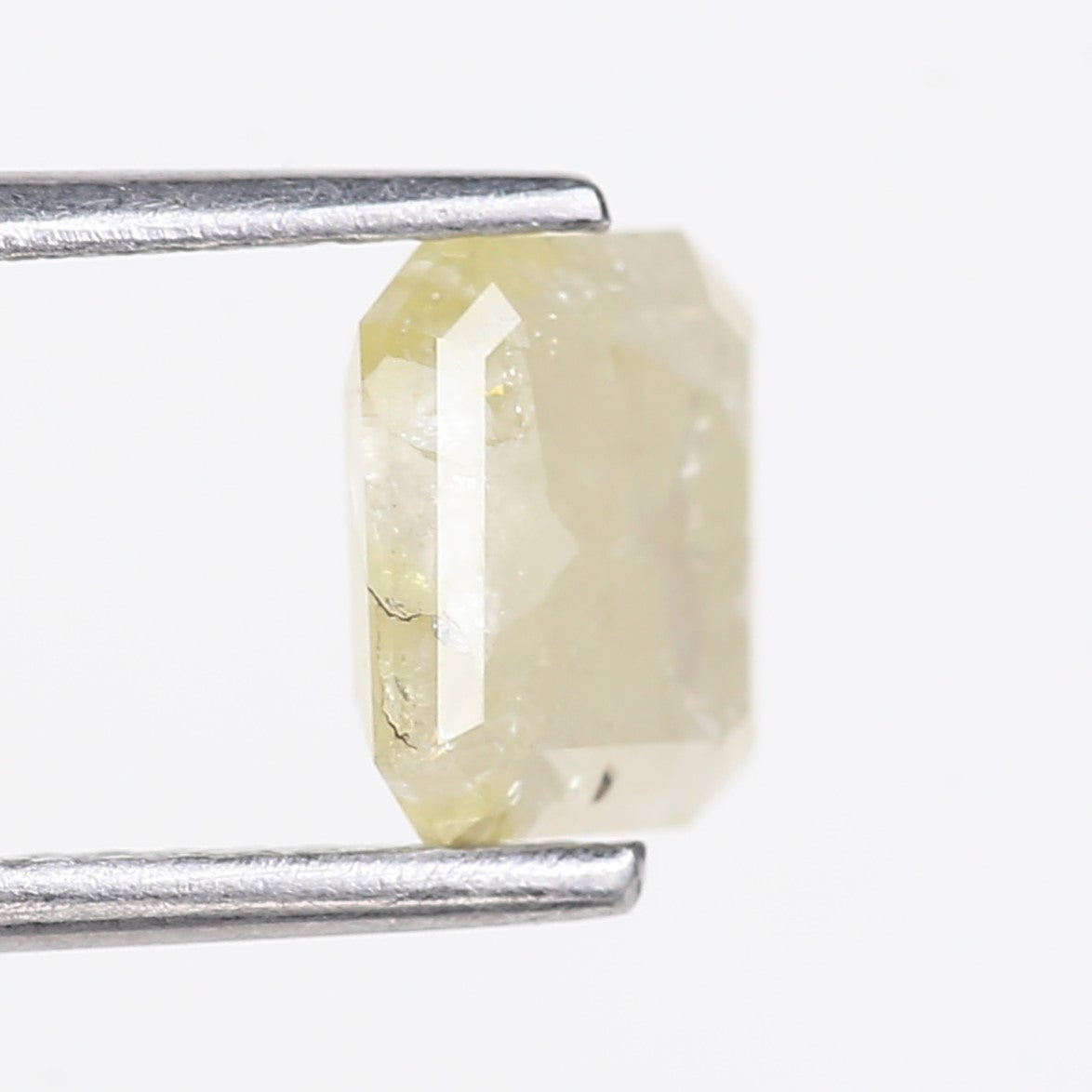 1.56 Carat Natural Emerald Cut Yellowish Gray Salt Pepper Diamond 7.10 MM