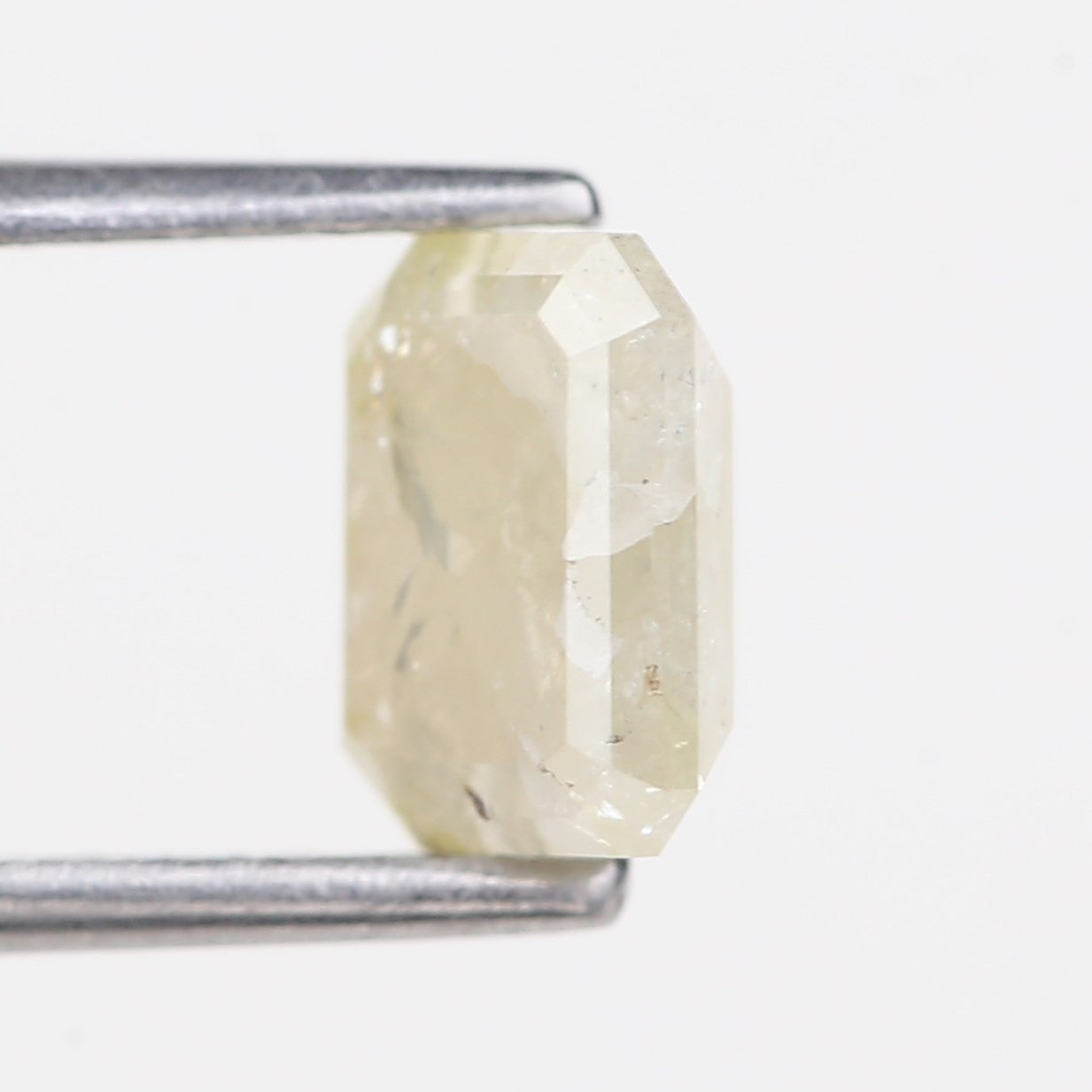 1.56 Carat Natural Emerald Cut Yellowish Gray Salt Pepper Diamond 7.10 MM