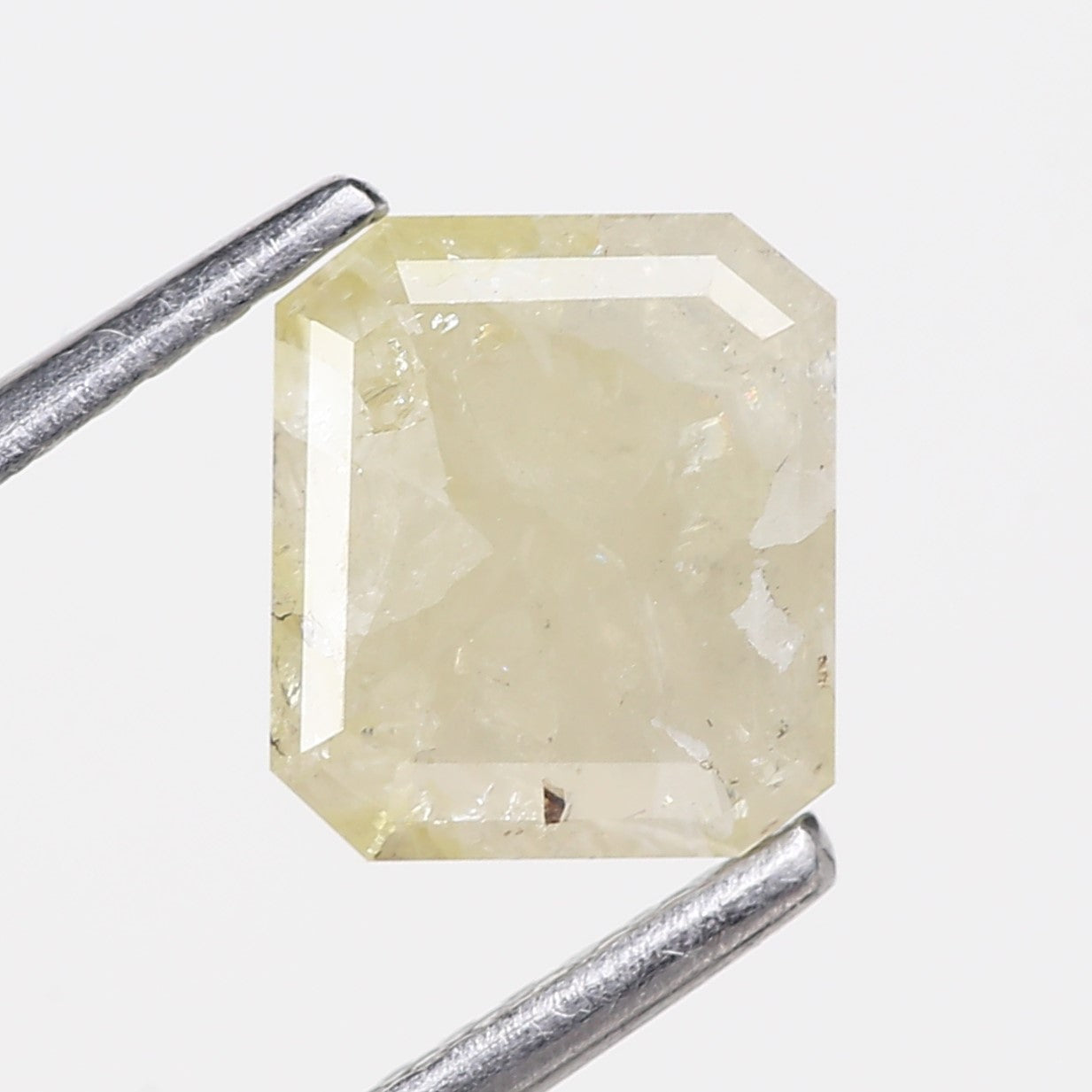1.56 Carat Natural Emerald Cut Yellowish Gray Salt Pepper Diamond 7.10 MM