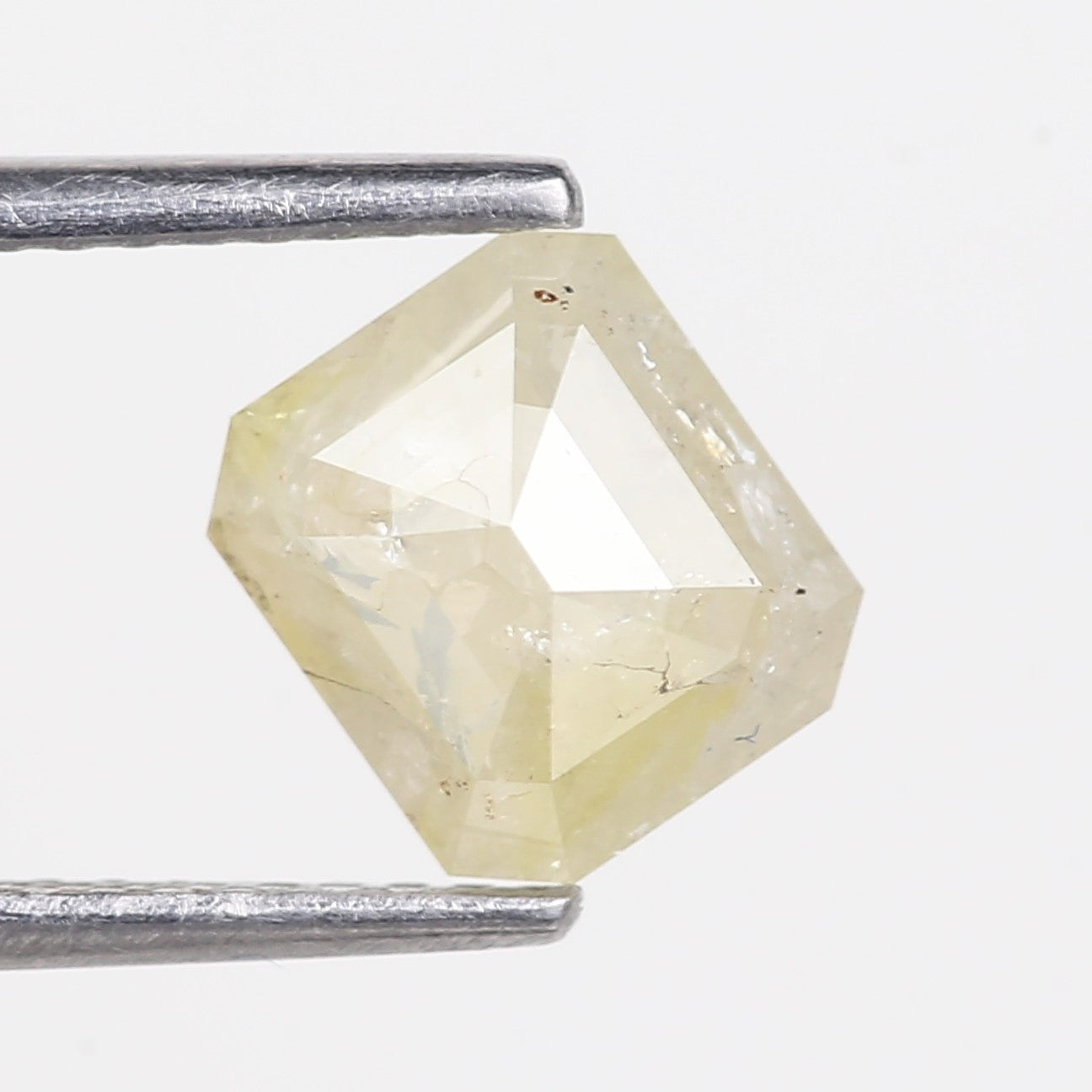 1.56 Carat Natural Emerald Cut Yellowish Gray Salt Pepper Diamond 7.10 MM