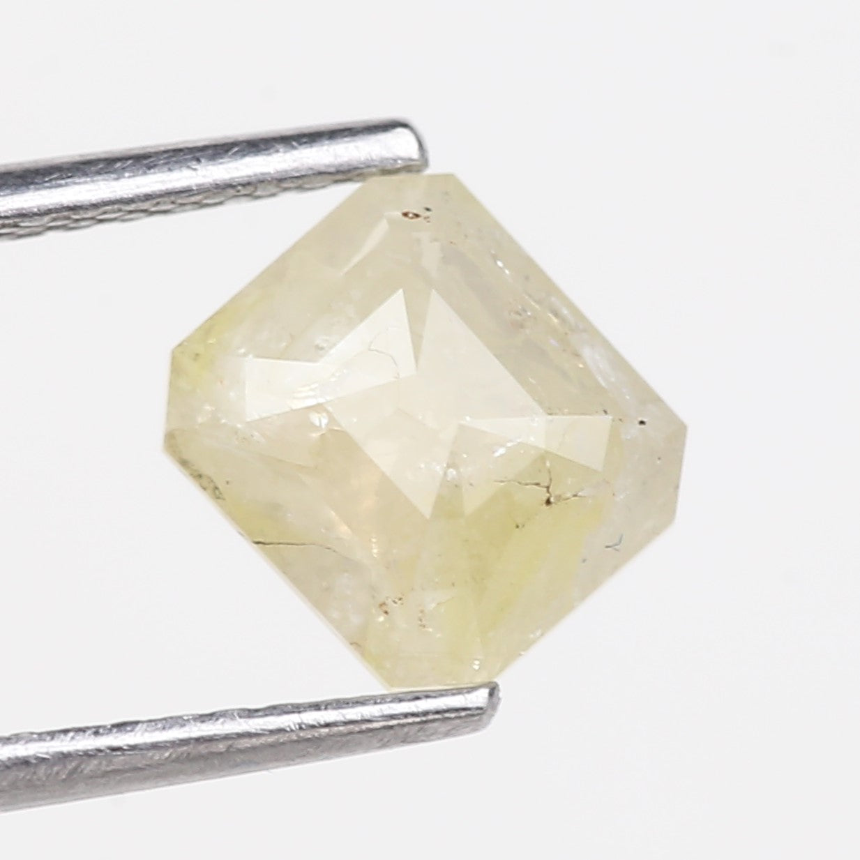 1.56 Carat Natural Emerald Cut Yellowish Gray Salt Pepper Diamond 7.10 MM