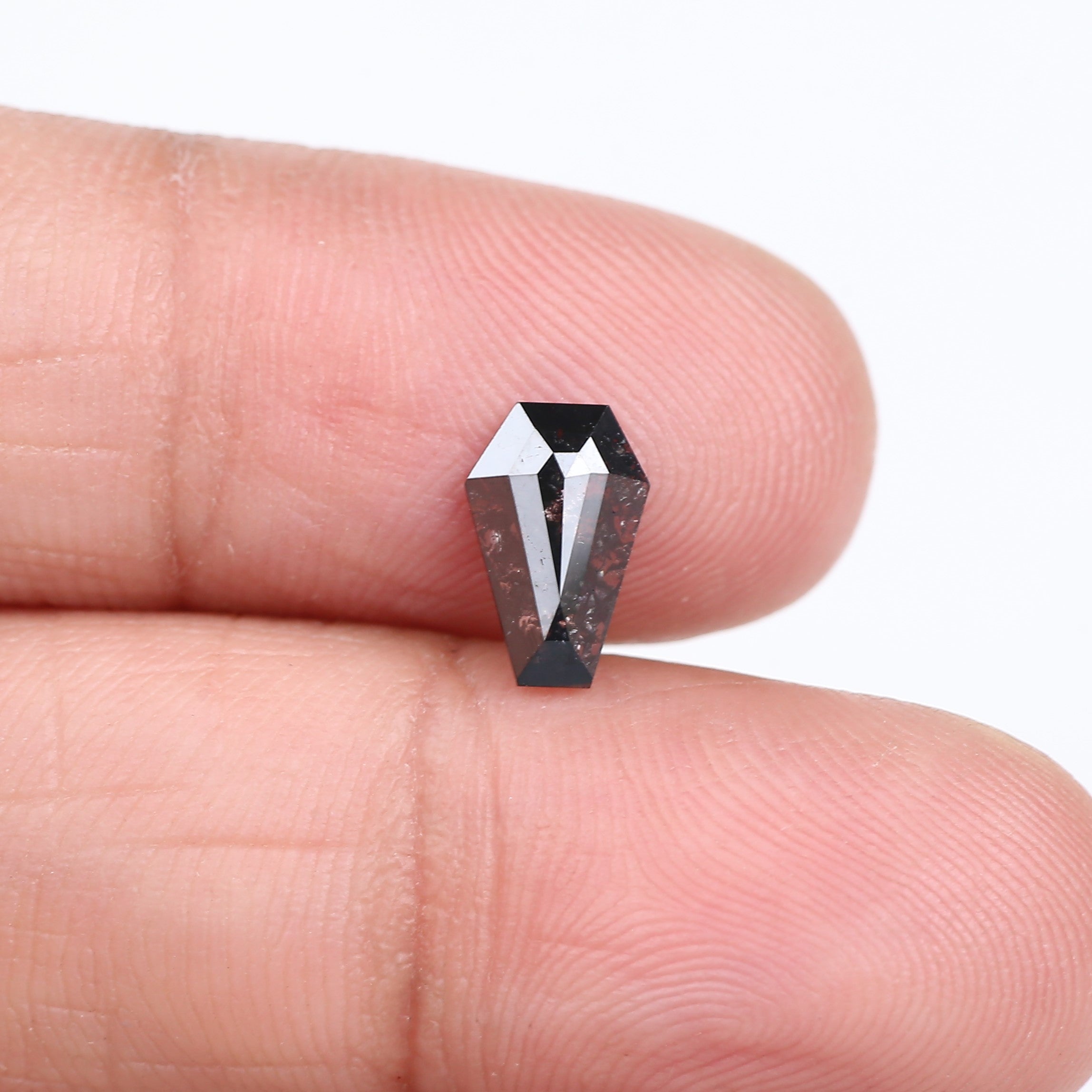 0.78 Carat Coffin Cut Salt and Pepper Diamond 9 MM