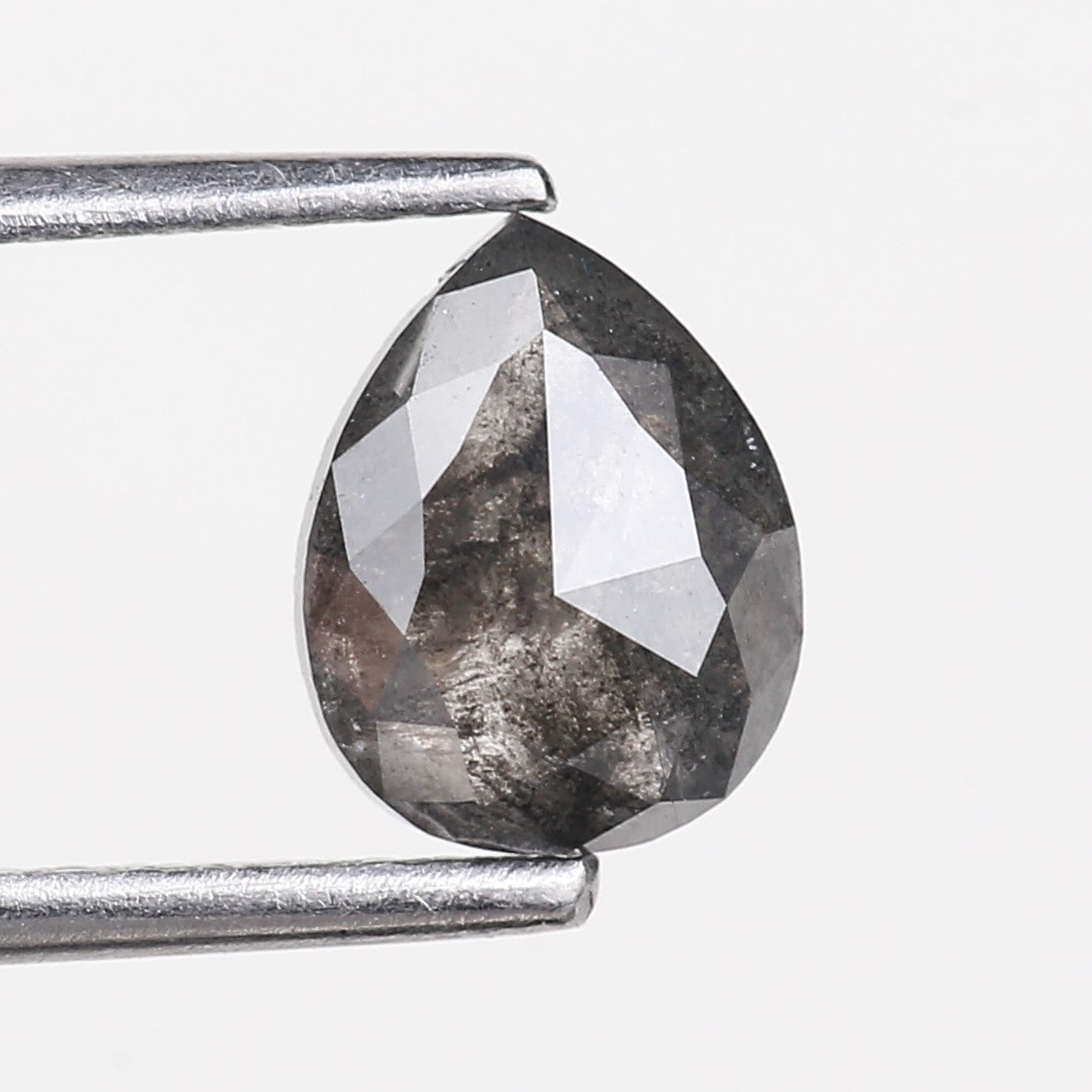 1.23 Carat Natural Pear Salt and Pepper Diamond 7.51 MM