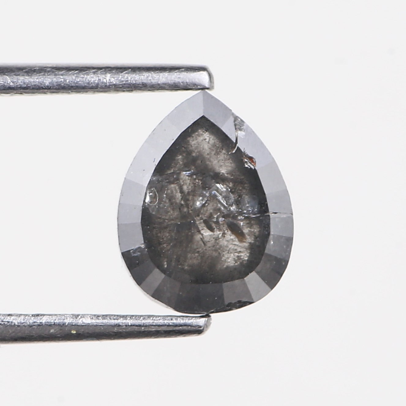 1.23 Carat Natural Pear Salt and Pepper Diamond 7.51 MM