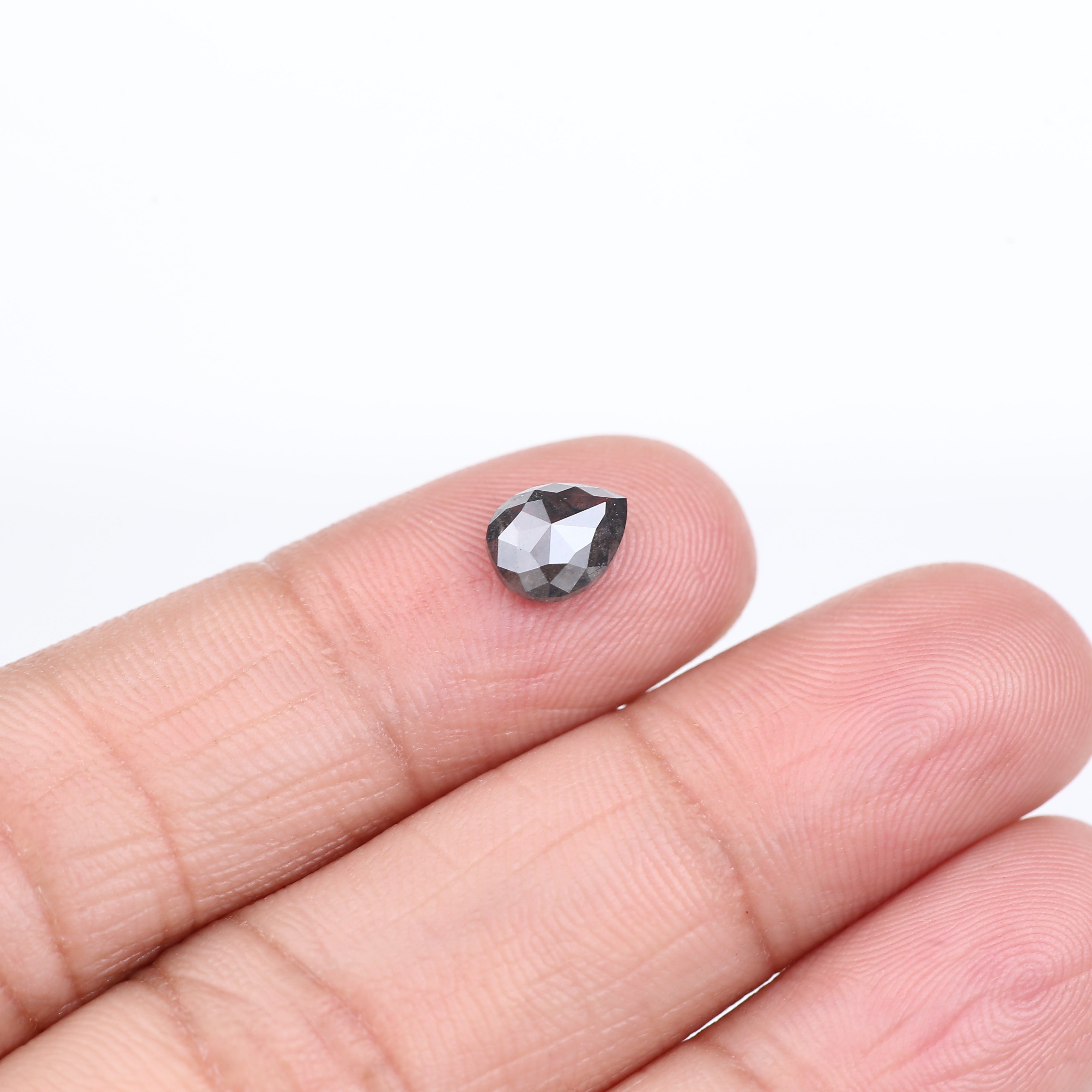 1.23 Carat Natural Pear Salt and Pepper Diamond 7.51 MM
