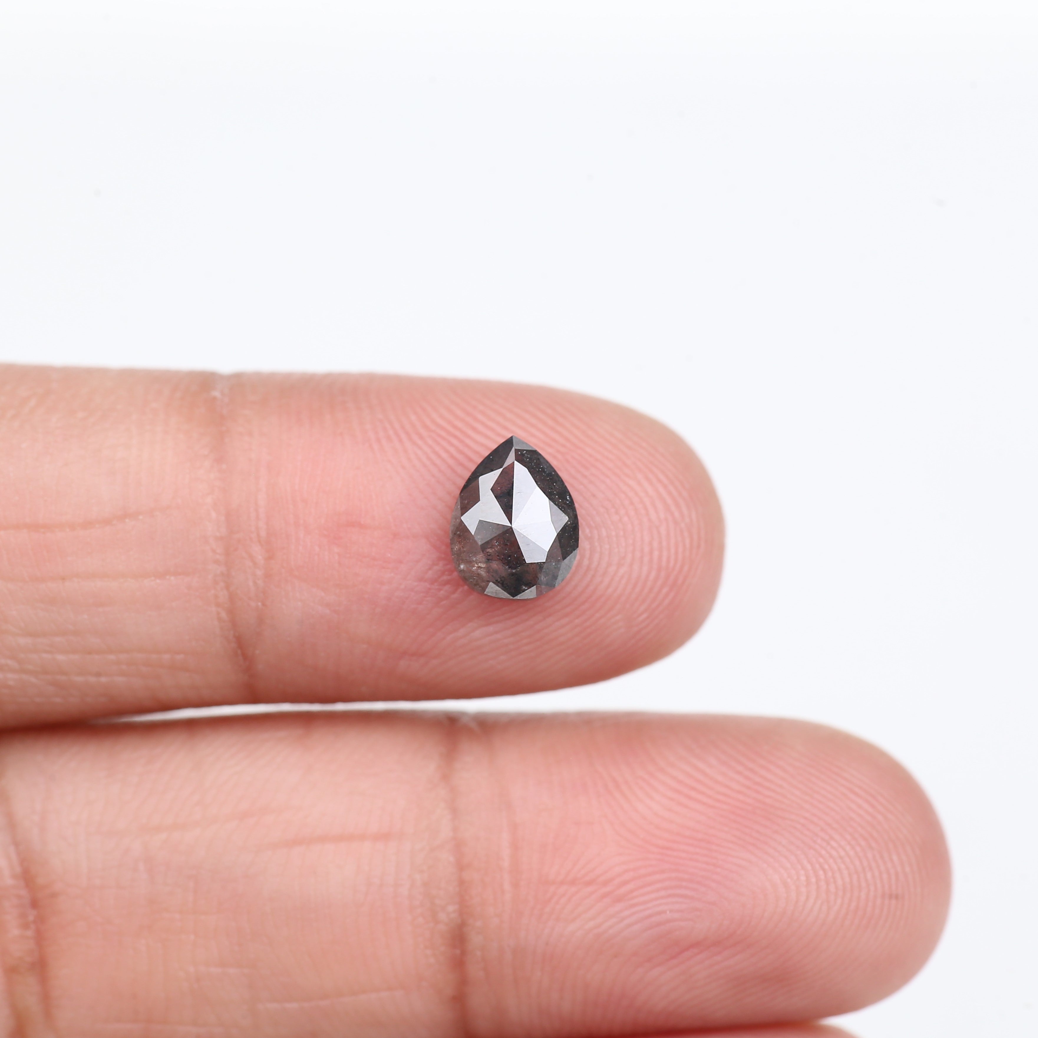 1.23 Carat Natural Pear Salt and Pepper Diamond 7.51 MM